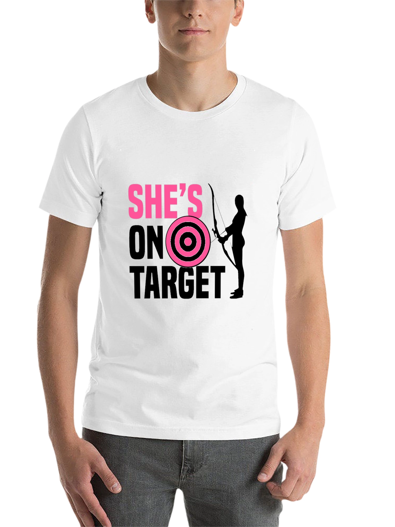 Black She's On Target T-Shirt Archer Arrow Bullseye view 14