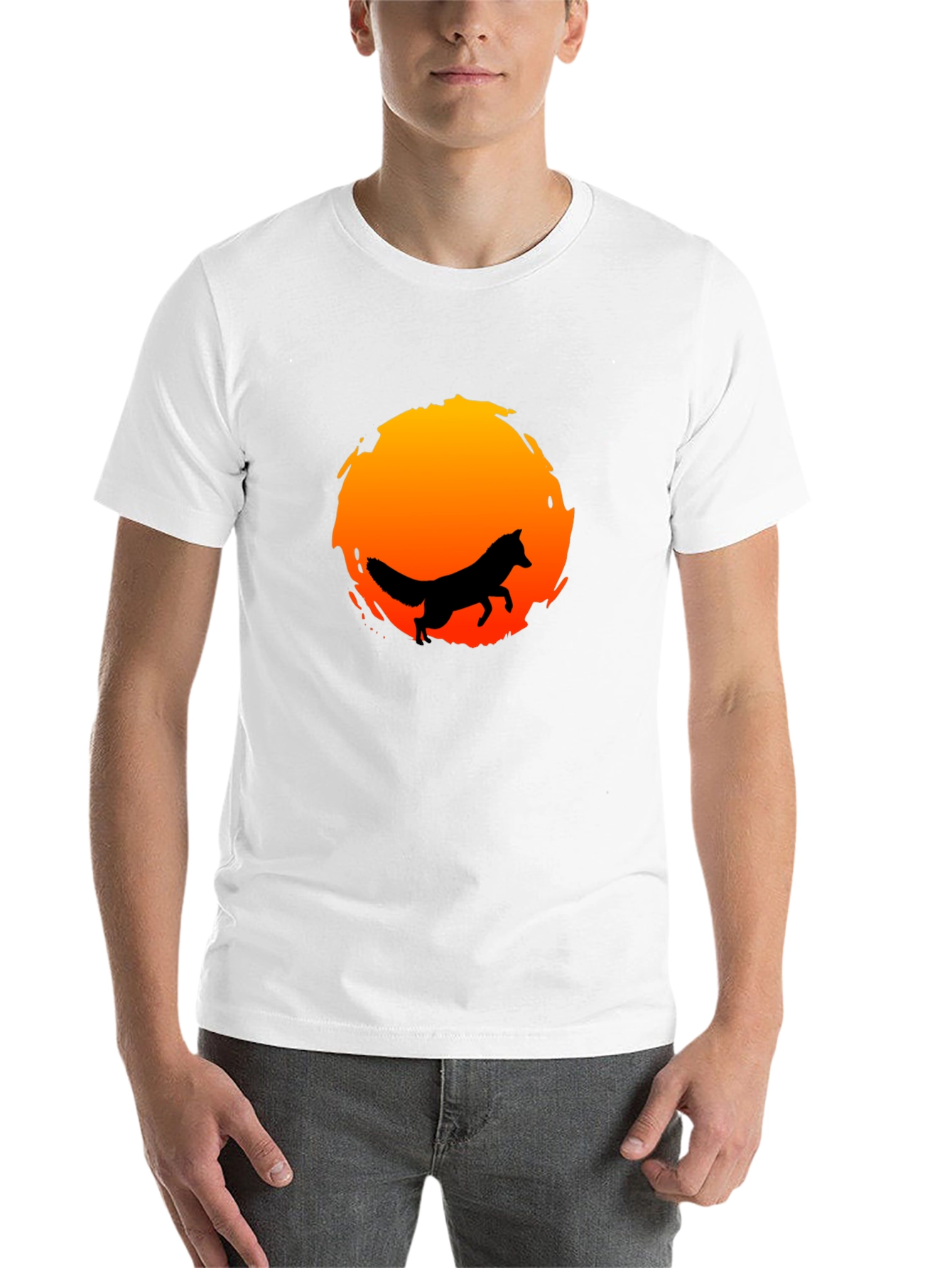 Black Fox Silhouette Sunset Graphic Tee - Stylish & Unique view 14