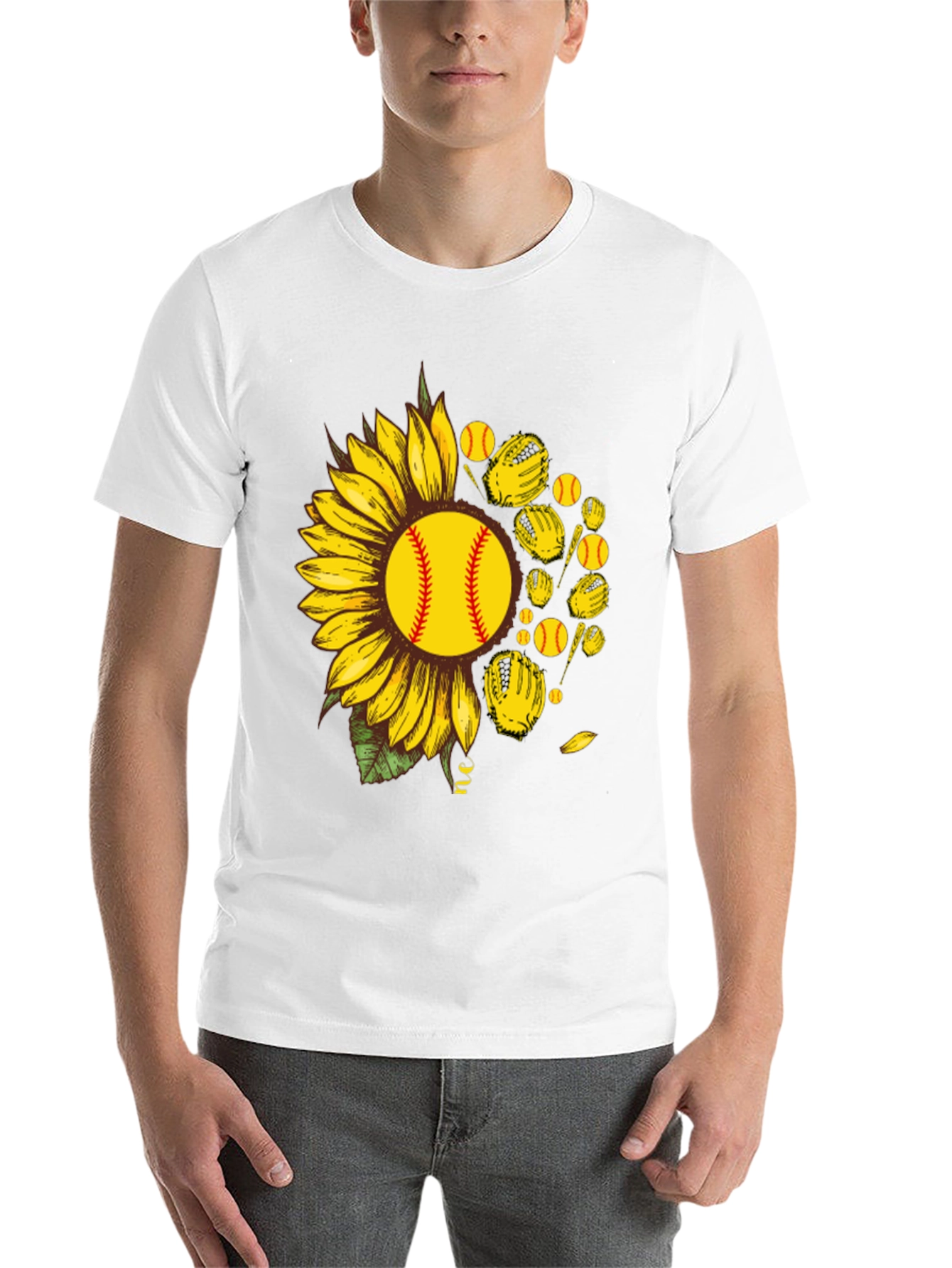 Black Sunflower Softball Graphic T-Shirt view 14