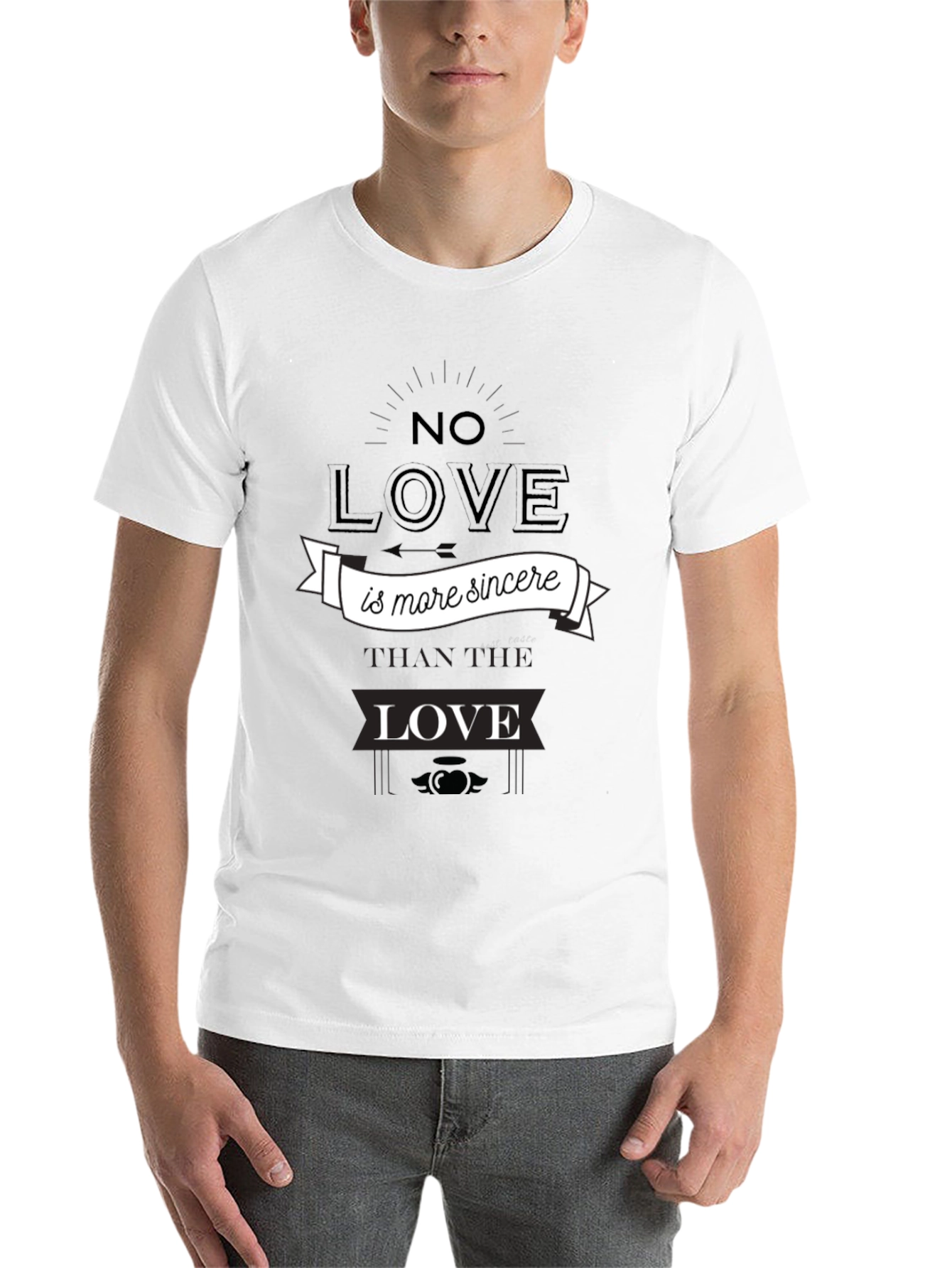 Black Sincere Love Graphic Tee - Black Cotton T-Shirt view 14