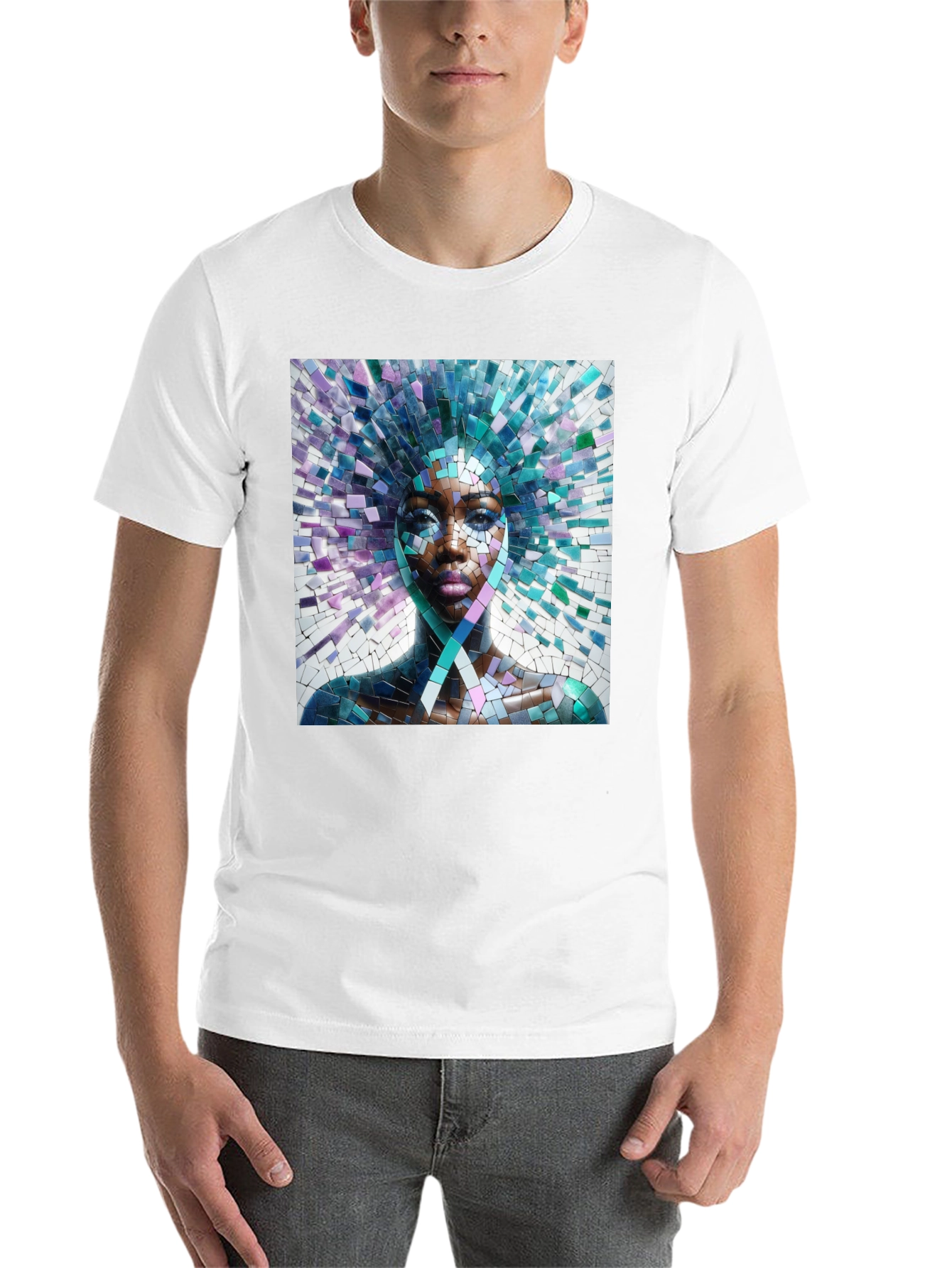 Black Mosaic Woman Graphic Tee - Stylish Unisex T-Shirt view 14