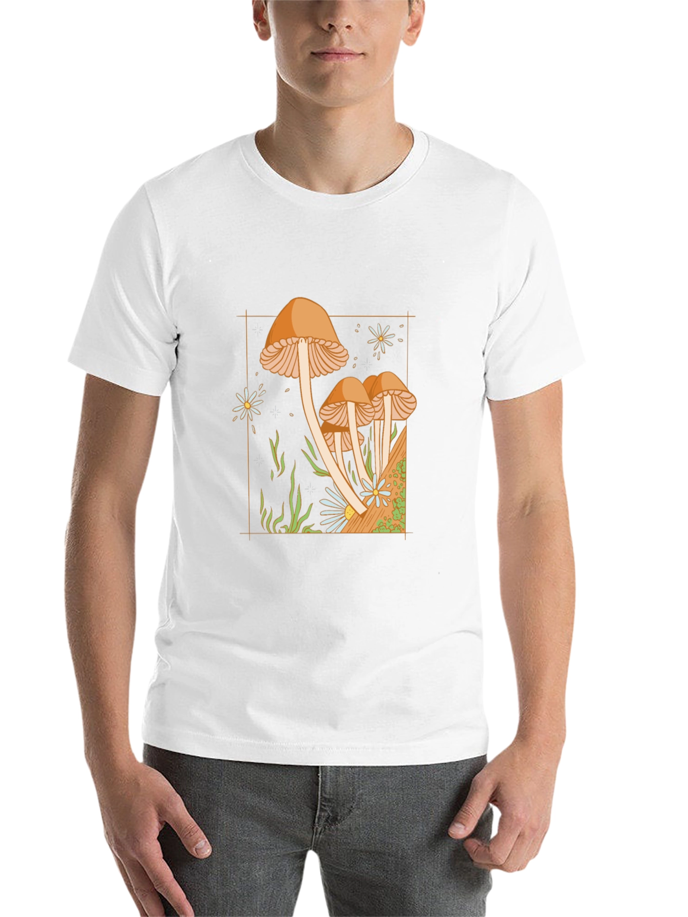 Black Mushroom Graphic Tee - Nature Inspired Black T-Shirt view 14