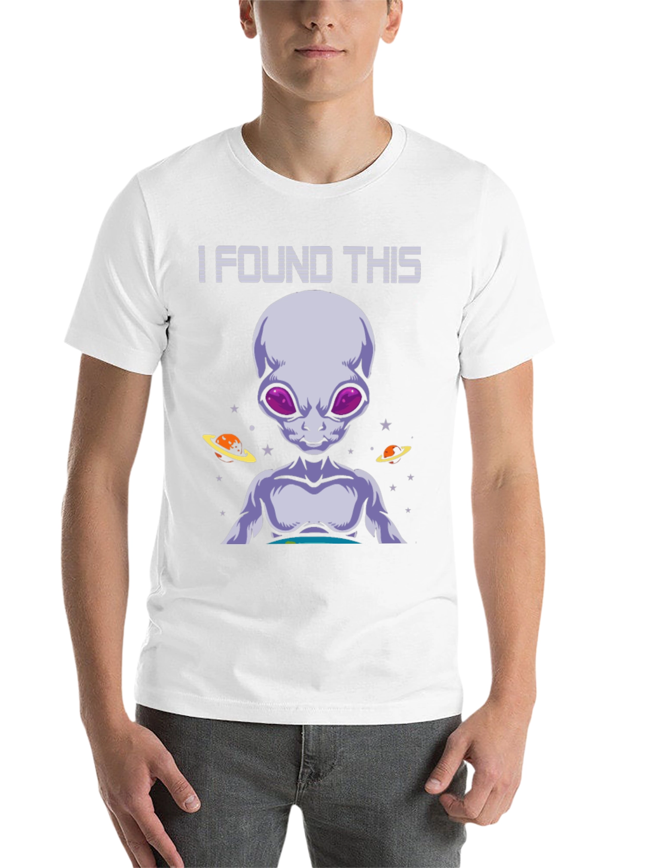 Black I Found This Alien Graphic Tee - Black Cotton T-Shirt view 14