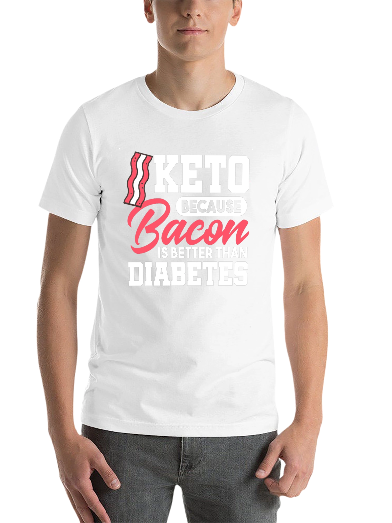 Black Keto Bacon Better Than Diabetes Graphic T-Shirt view 14