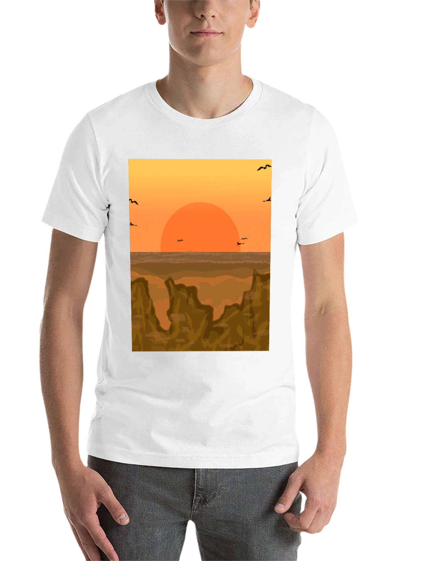 Black Sunset Landscape Graphic Tee view 14