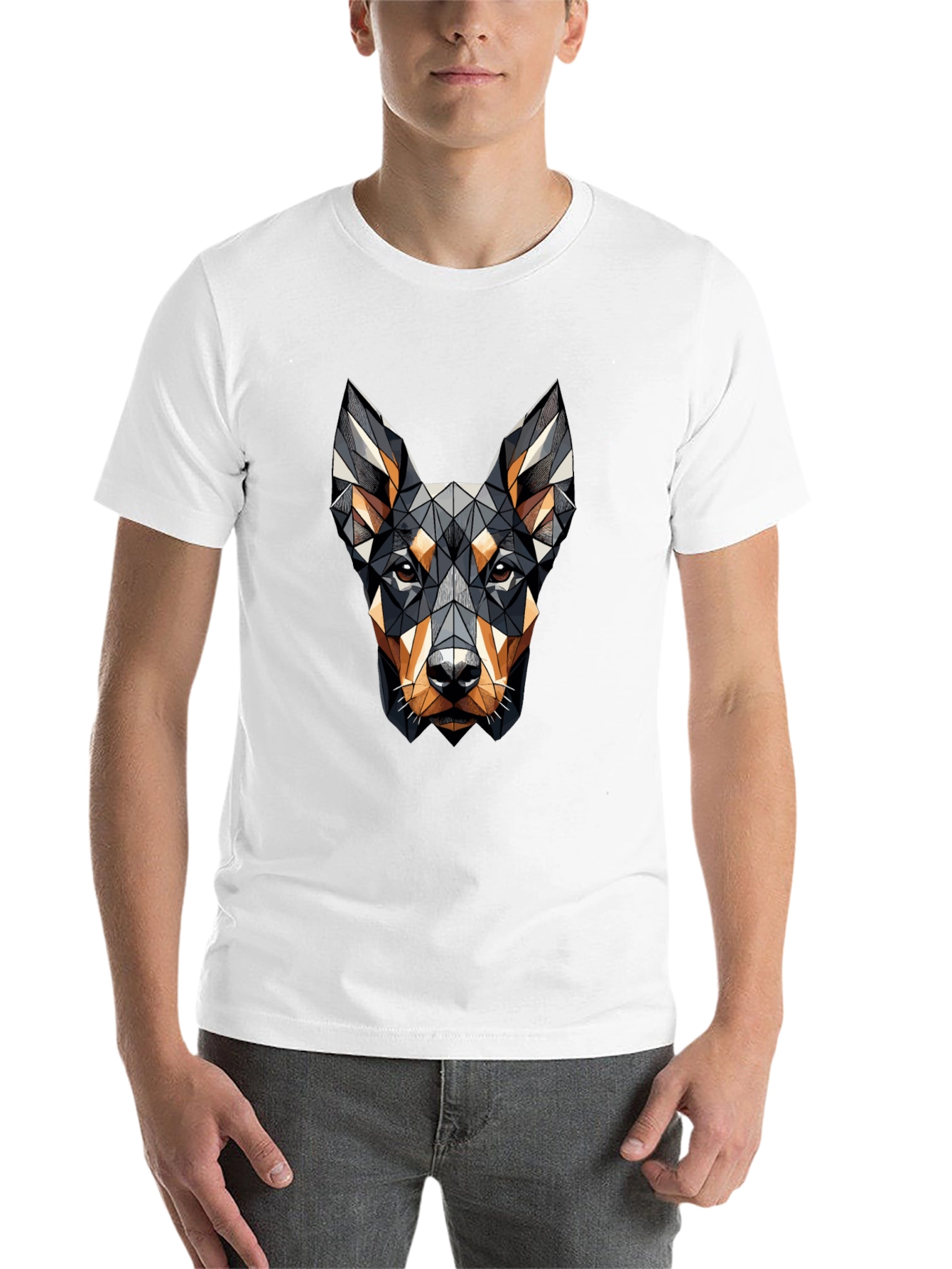 Black Geometric Dog Head Graphic Black T-Shirt view 14