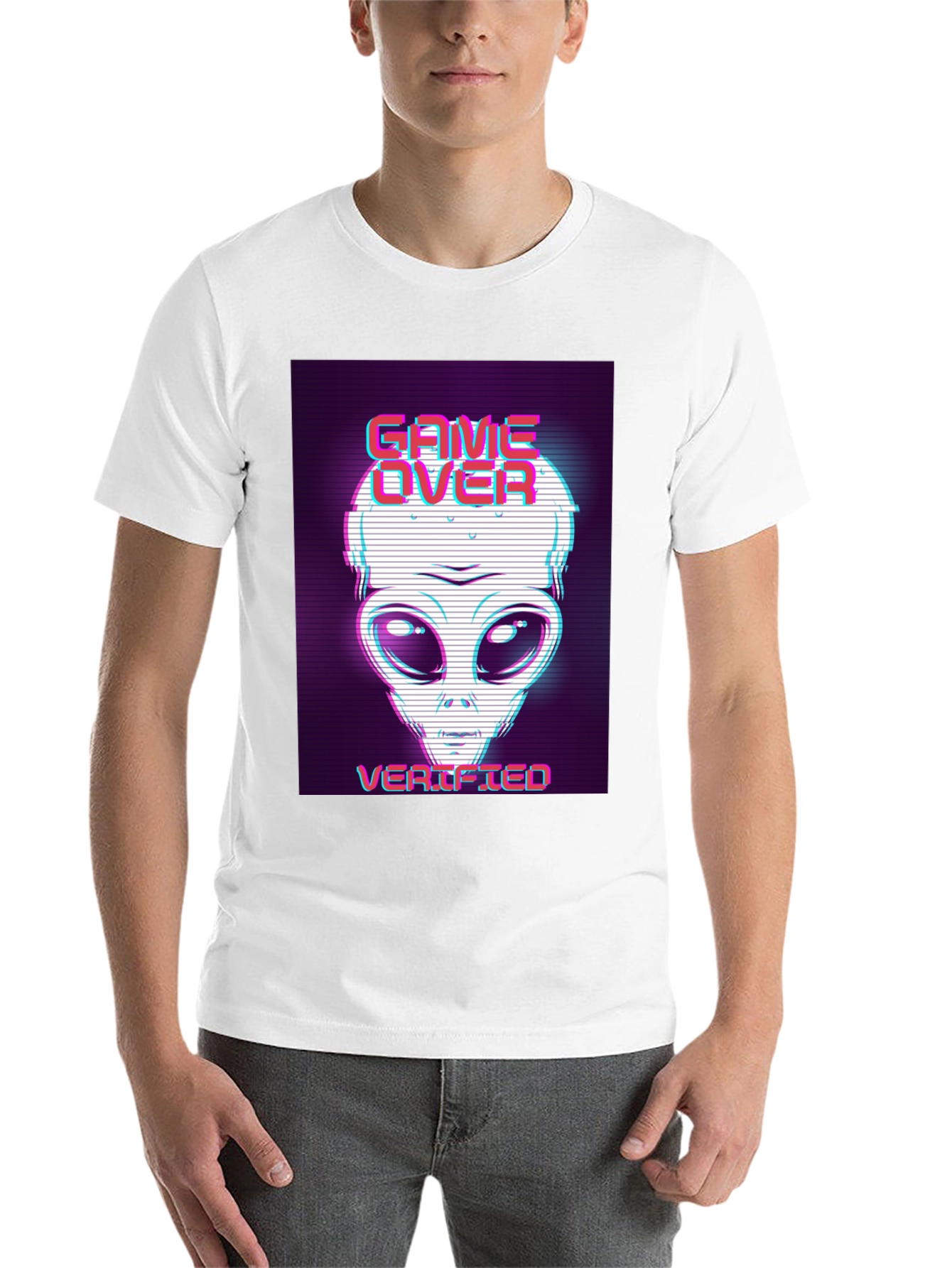 Black Game Over Alien Verified Black Graphic Tee view 14