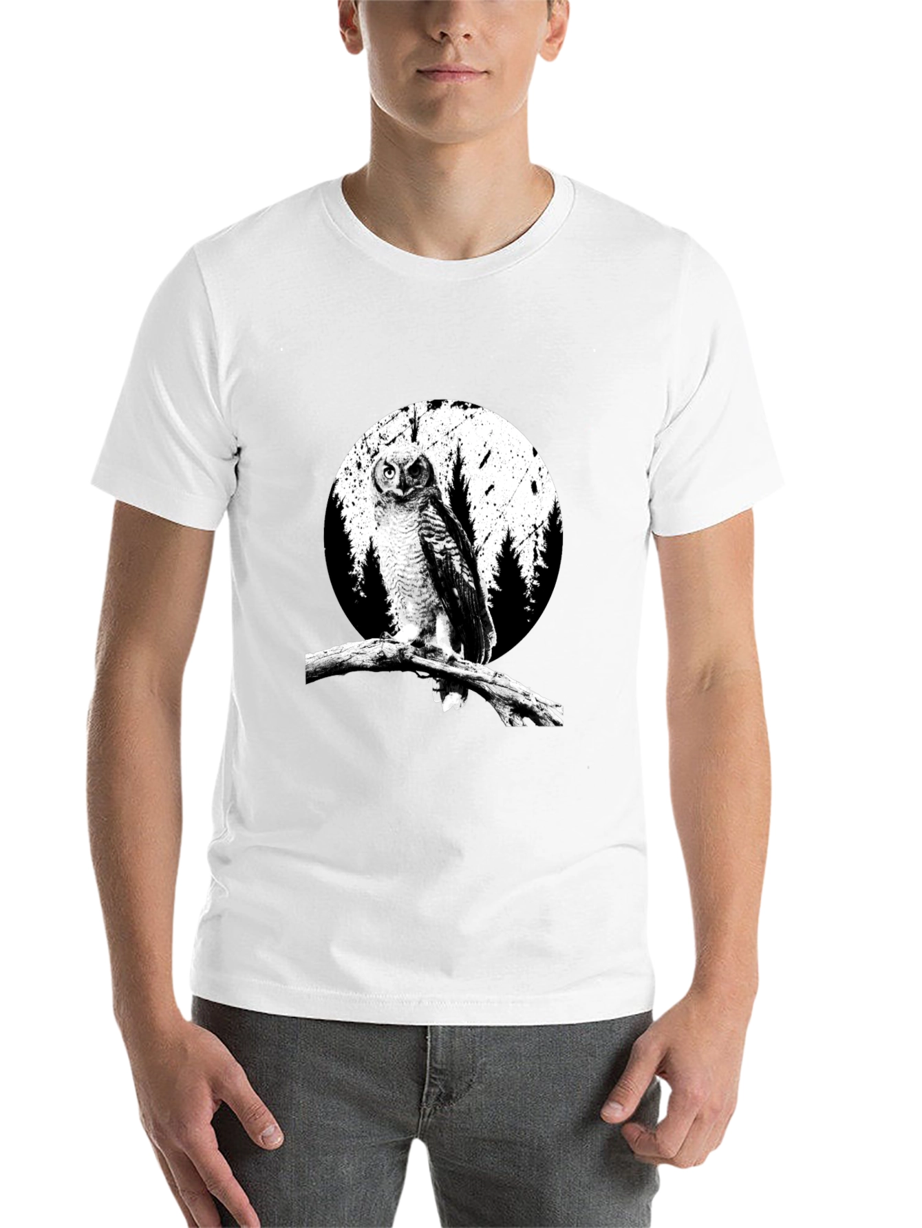 Black Owl Graphic Tee - Black Cotton T-Shirt view 14