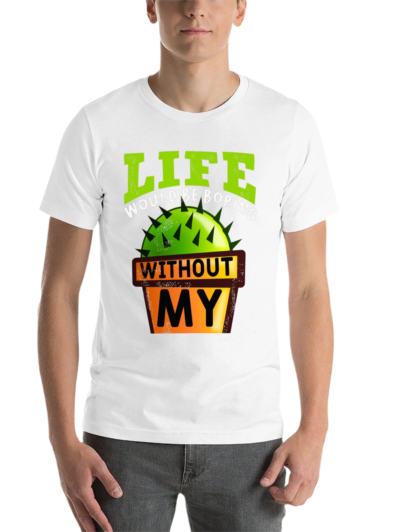 Black Life Would Be Boring Cactus Graphic T-Shirt view 14