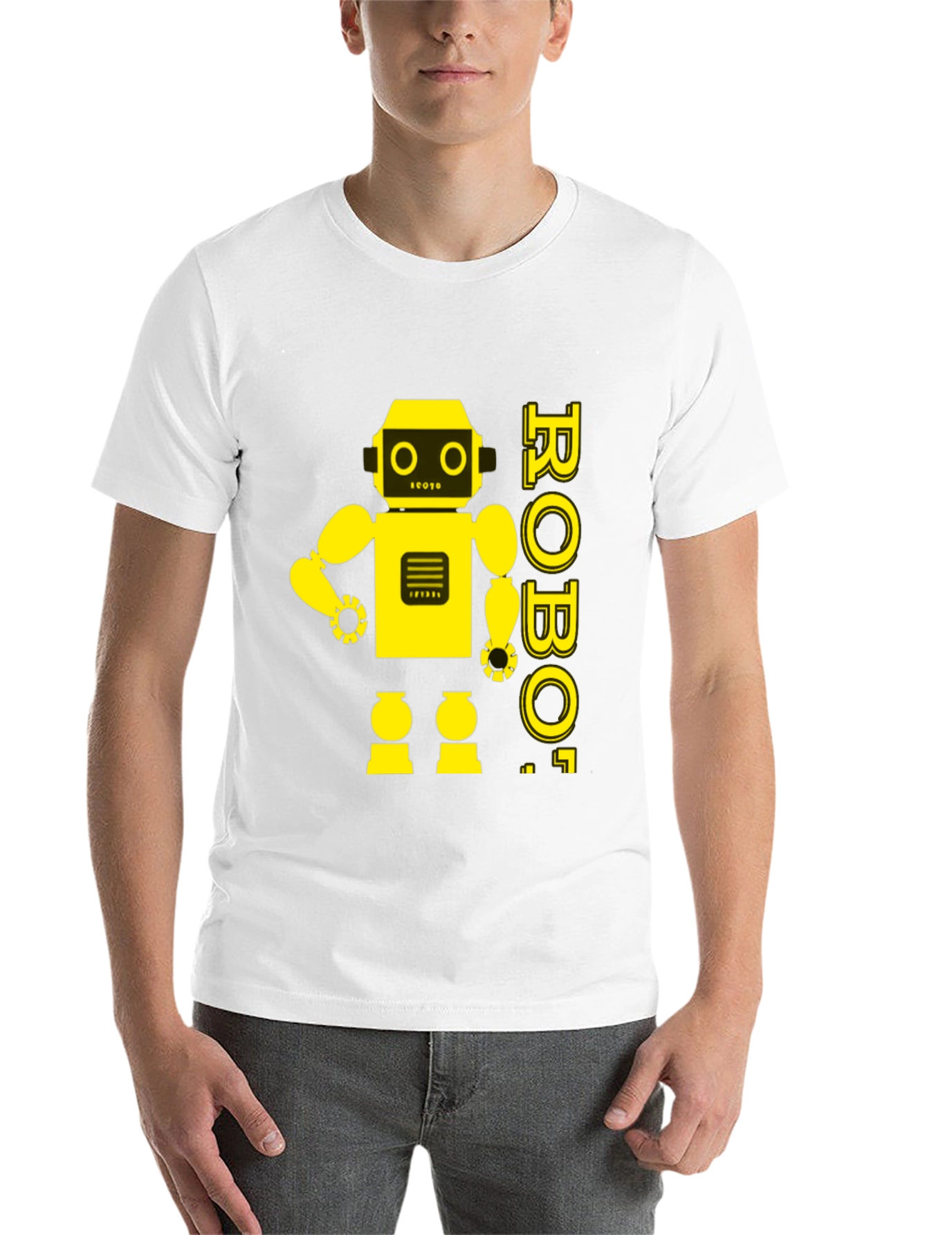 Black Retro Robot Graphic Tee - Black Cotton T-Shirt view 14