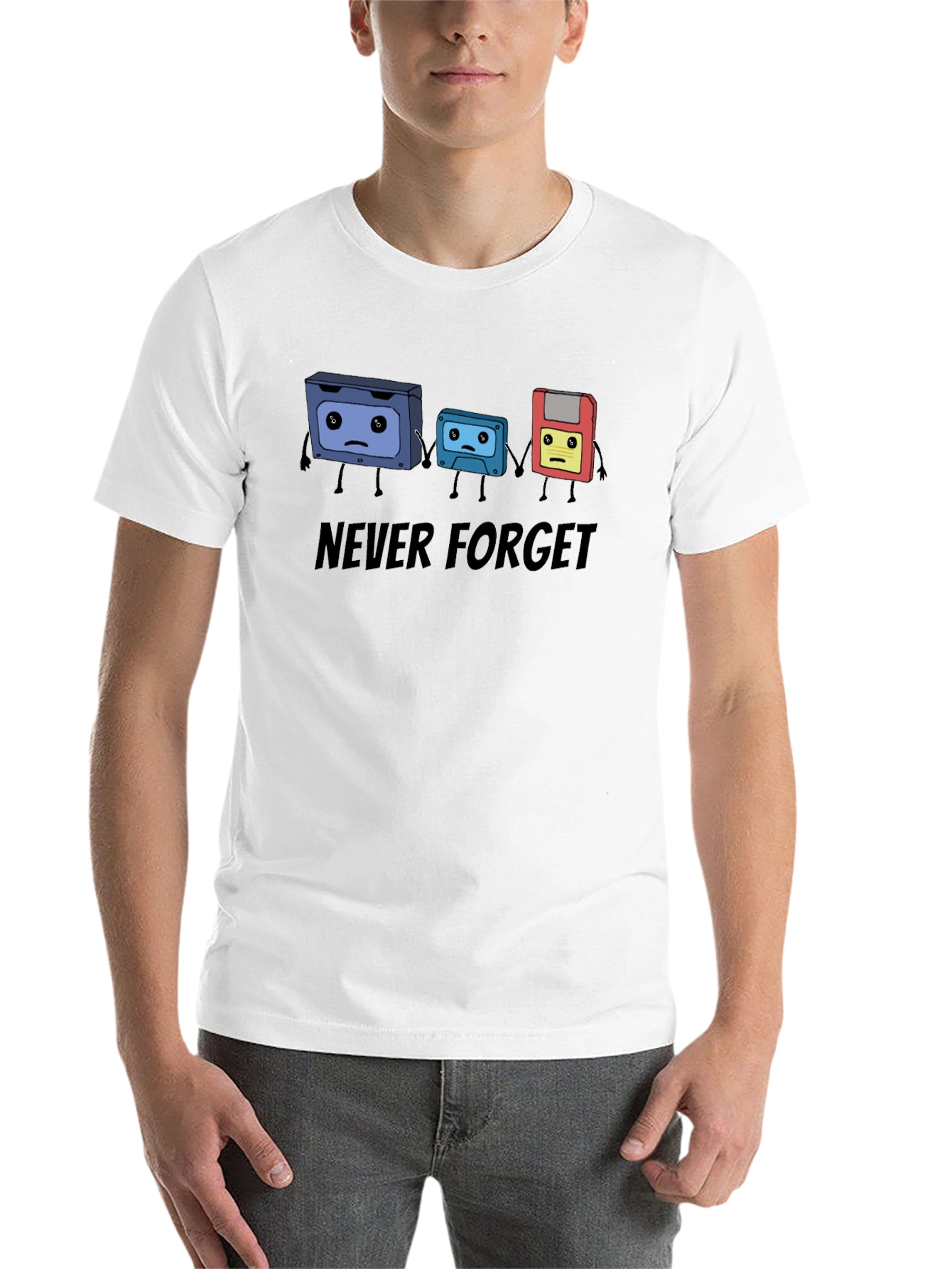 Black Never Forget Cassette Tape & Floppy Disk T-Shirt view 14