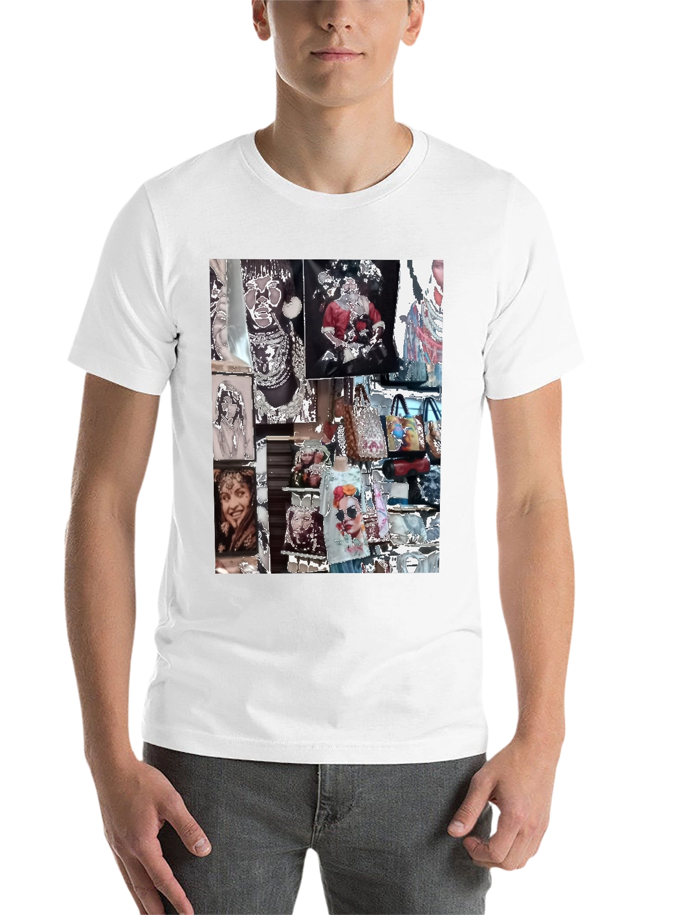 Black Artistic Collage Graphic Black T-Shirt view 14