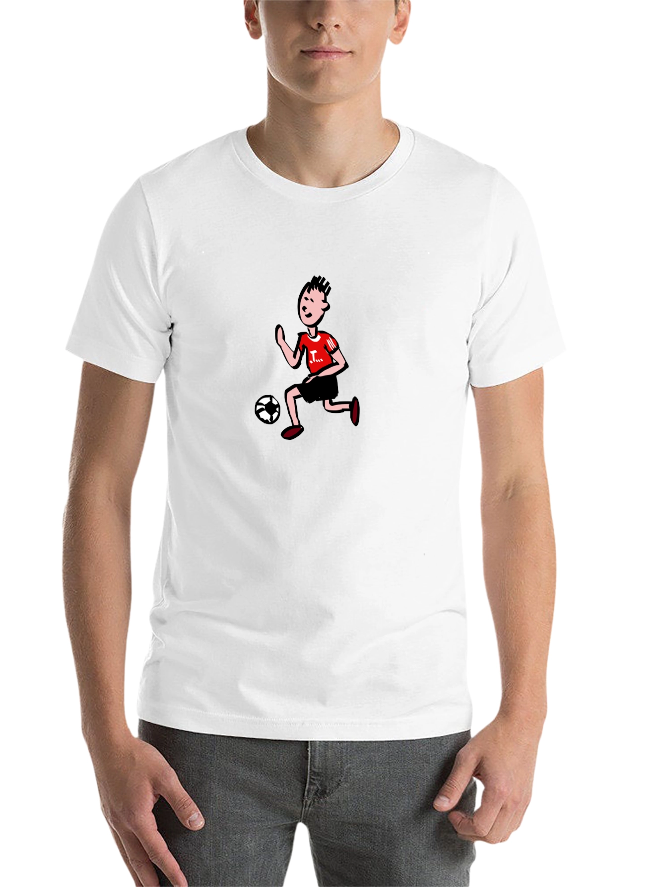 Black Cartoon Soccer Player Graphic Tee - Black view 14