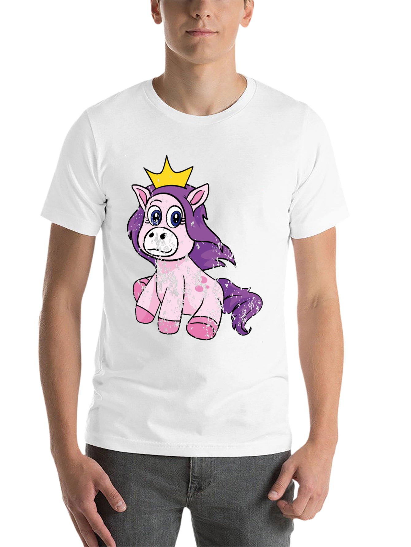 Black Cute Princess Unicorn Black T-Shirt view 14