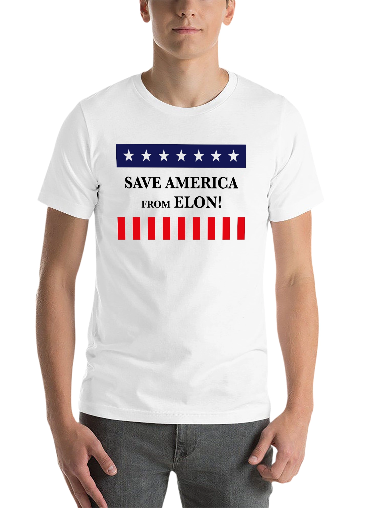 Black Save America From Elon! Graphic Tee view 14