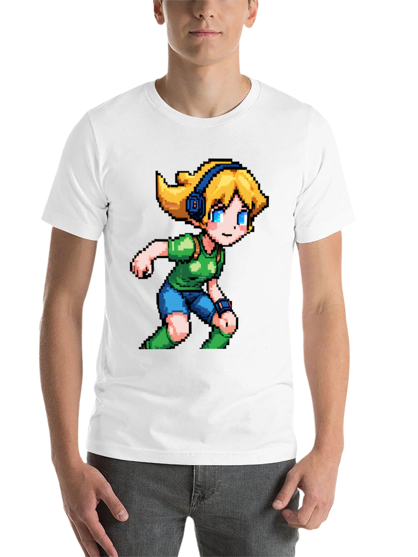 Black Pixelated Girl Graphic Tee view 14