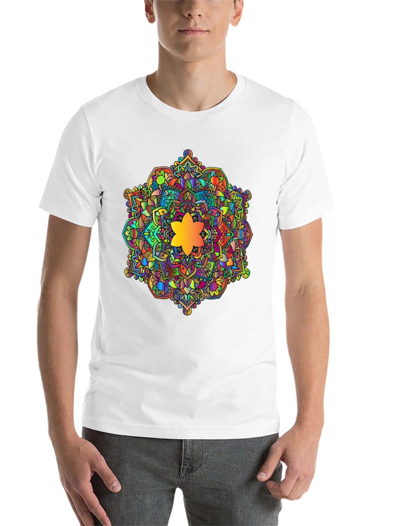 Black Vibrant Mandala Graphic Black T-Shirt view 14