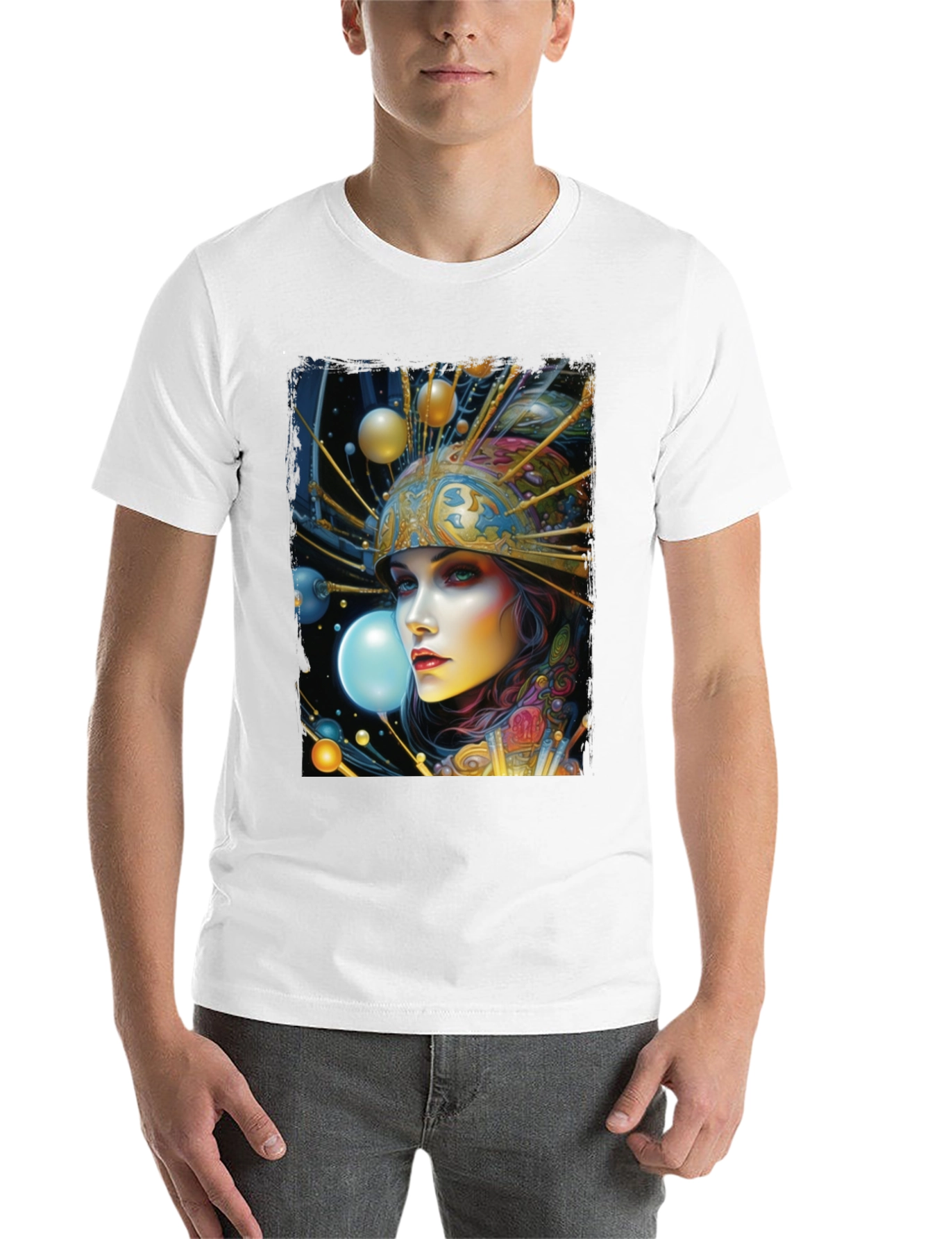 Black Surreal Woman Graphic Tee - Black view 14