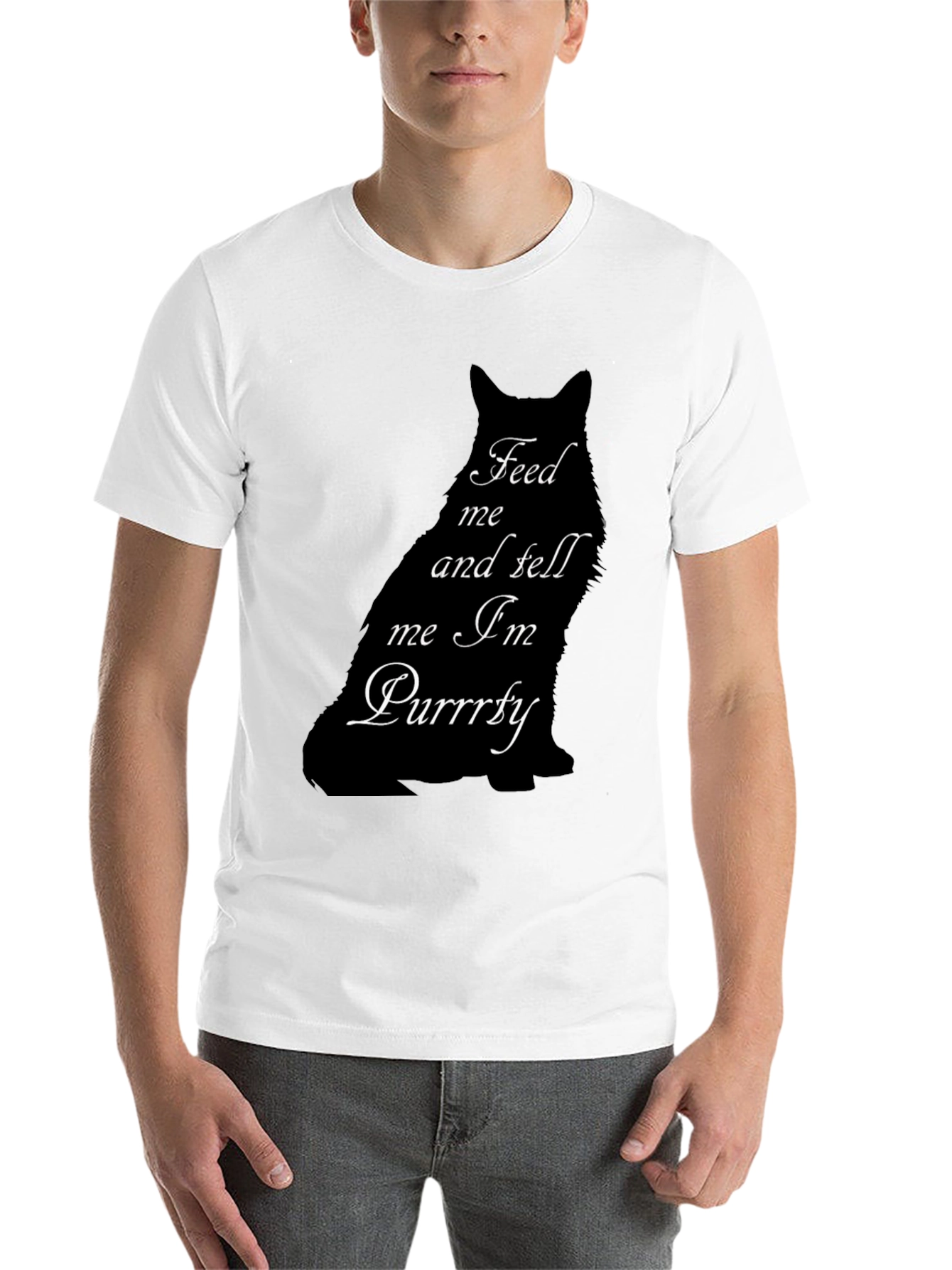 Black Feed Me Cat Graphic Tee - Purrrfectly Funny T-Shirt view 14