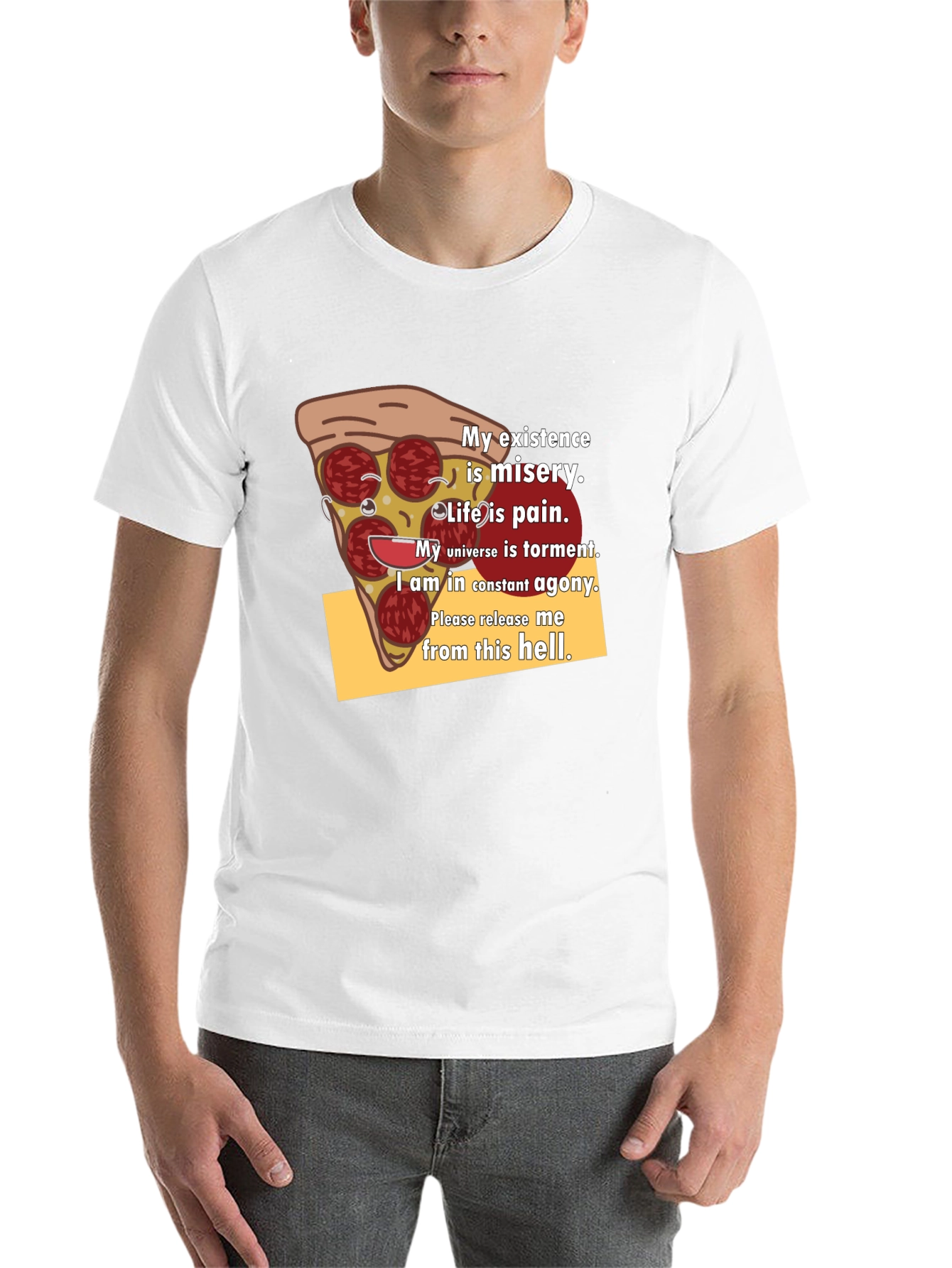 Pizza Slice Graphic Tee - Existential Misery T-Shirt - 14