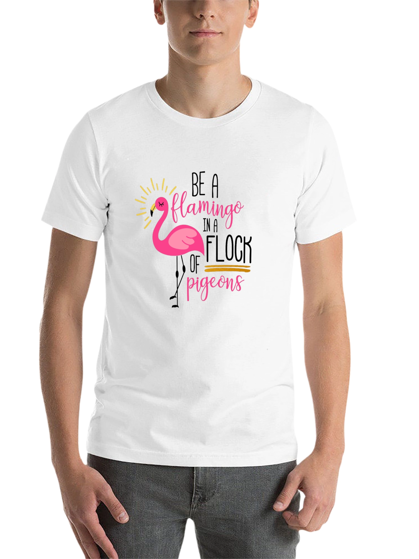 Black Be a Flamingo T-Shirt - Unique Graphic Tee view 14