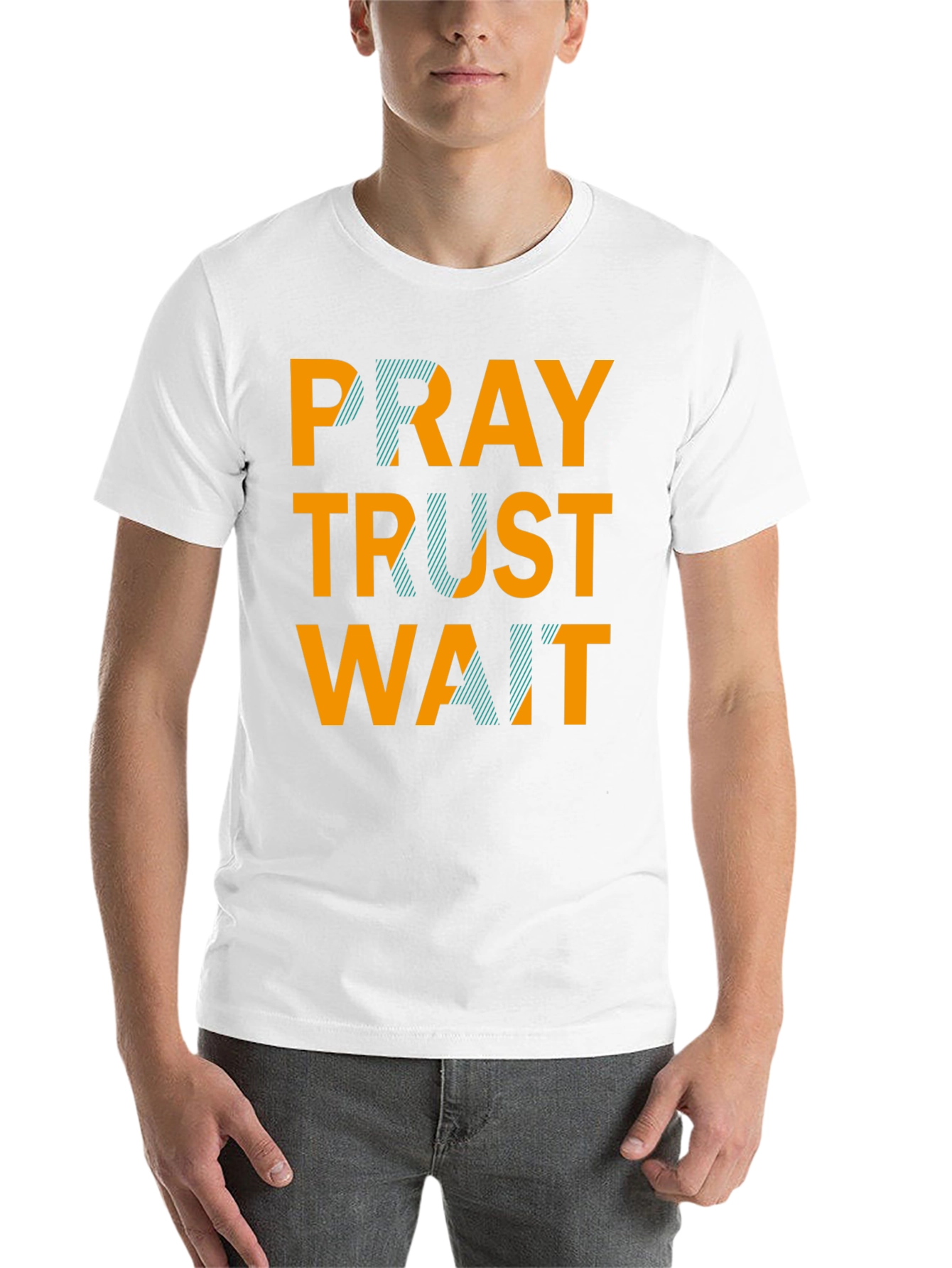 Black Pray Trust Wait Graphic Tee - Black Casual T-Shirt view 14