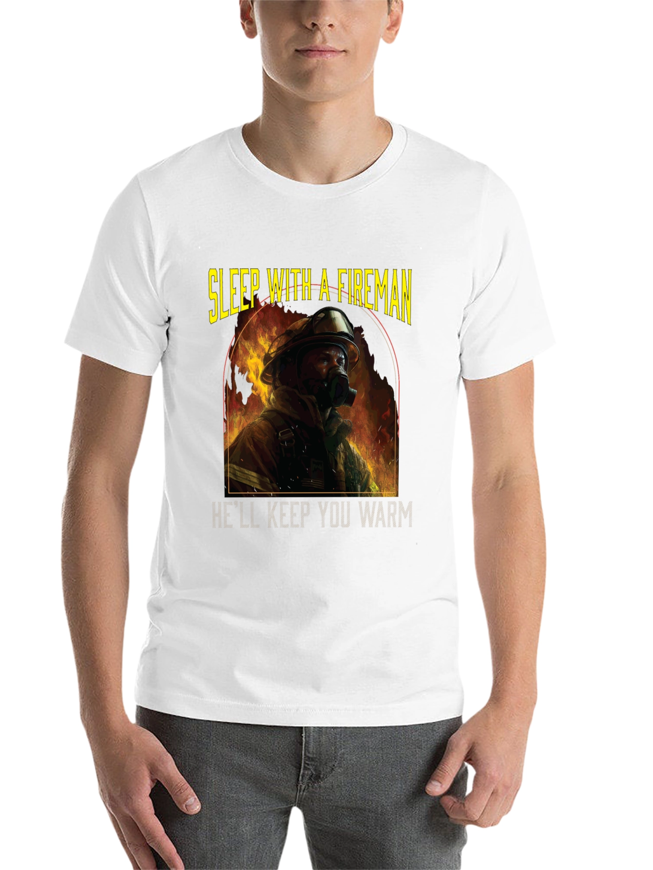 Black Fireman Graphic T-Shirt - Sleep With A Fireman view 14