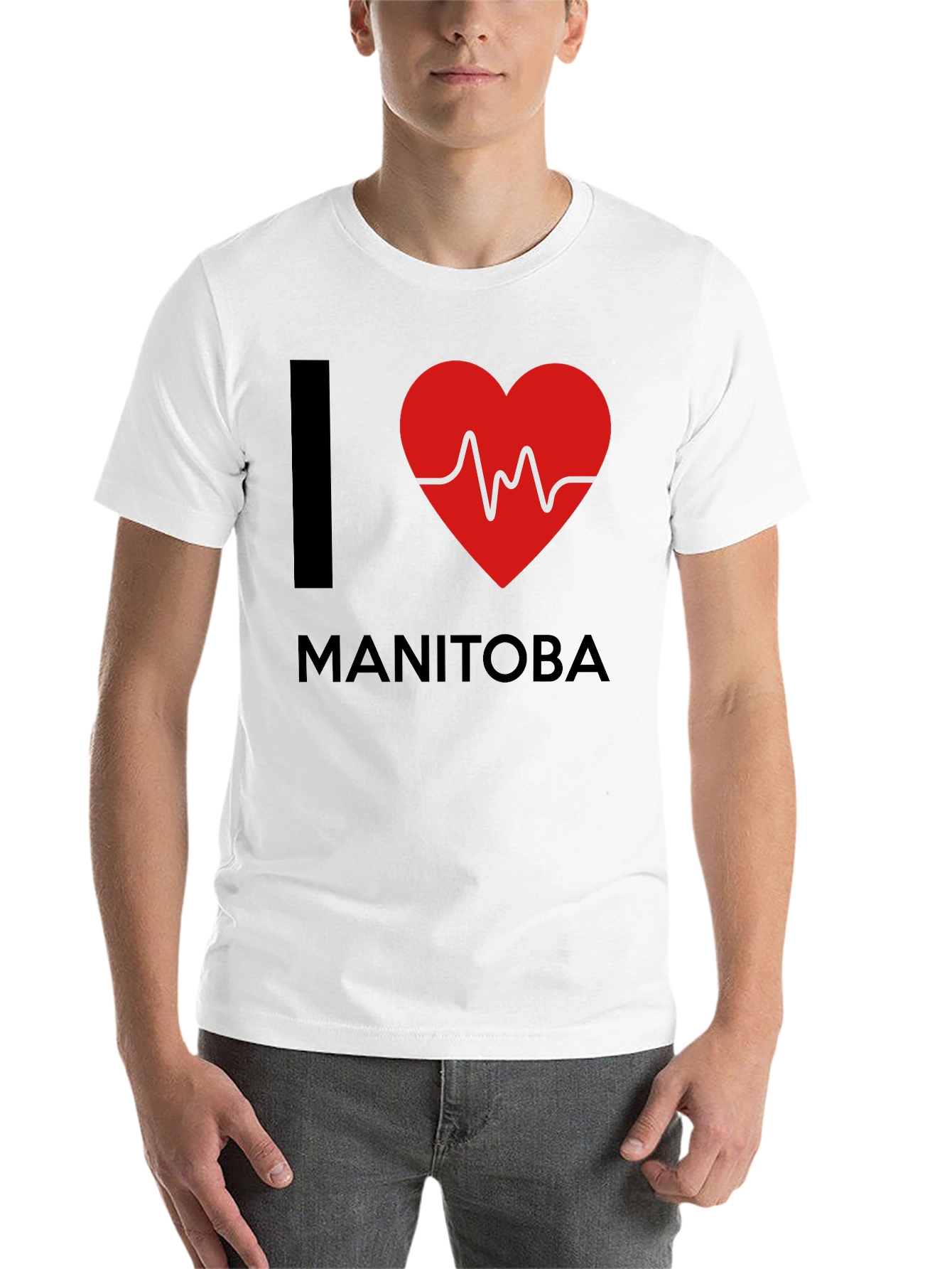 Black I Heart Manitoba T-Shirt - Black Crew Neck Tee view 14