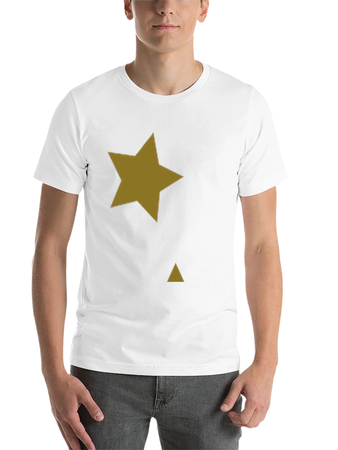 Black Black Tee with Gold Star & Triangle Graphic Print view 14