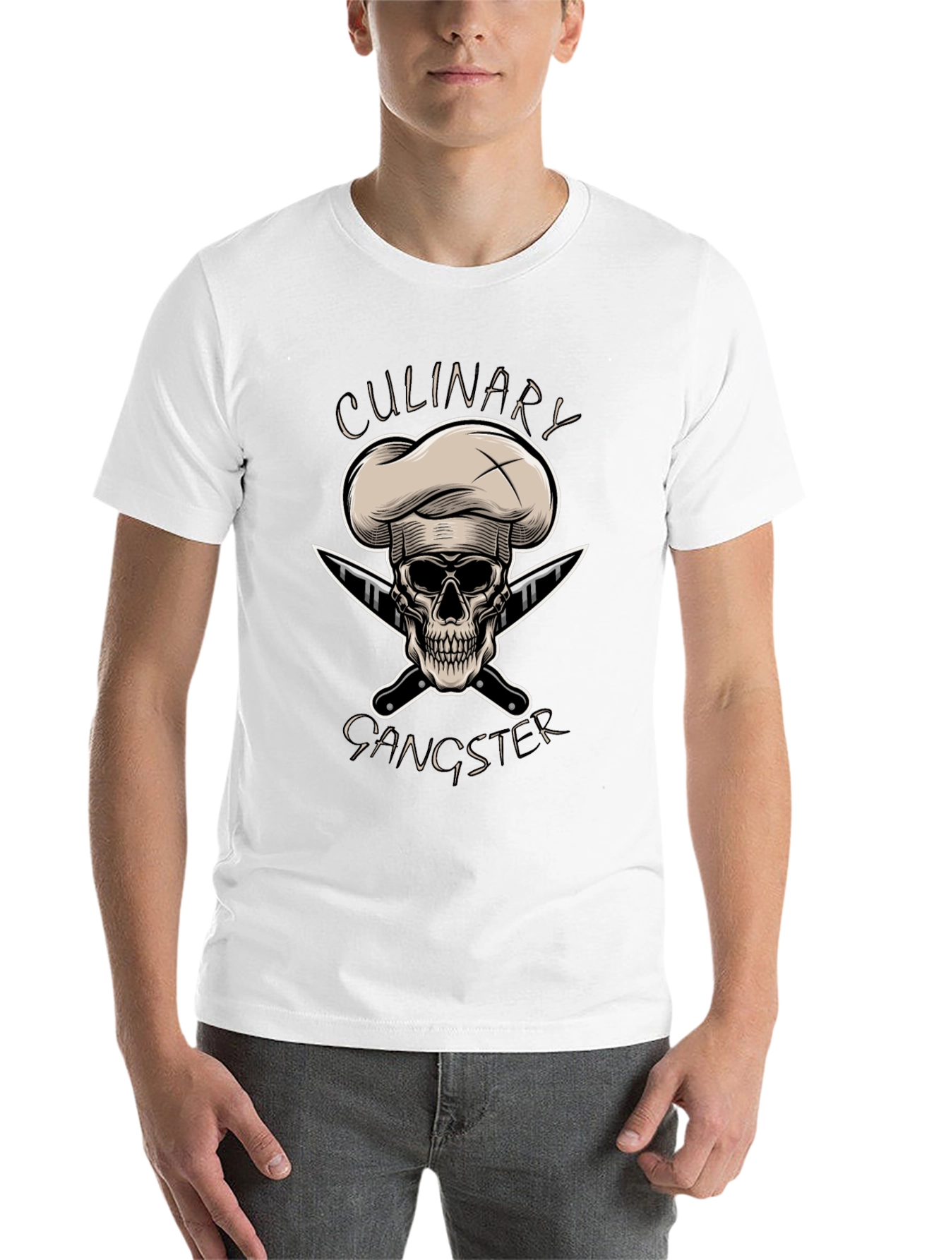 Black Culinary Gangster T-Shirt - Chef Skull Design view 14