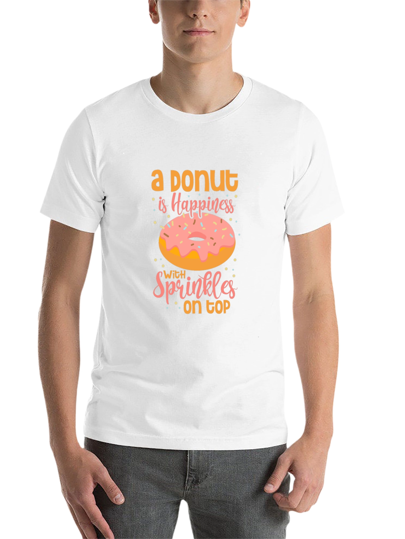 Donut Happiness Graphic Tee - Casual Black T-Shirt - 14