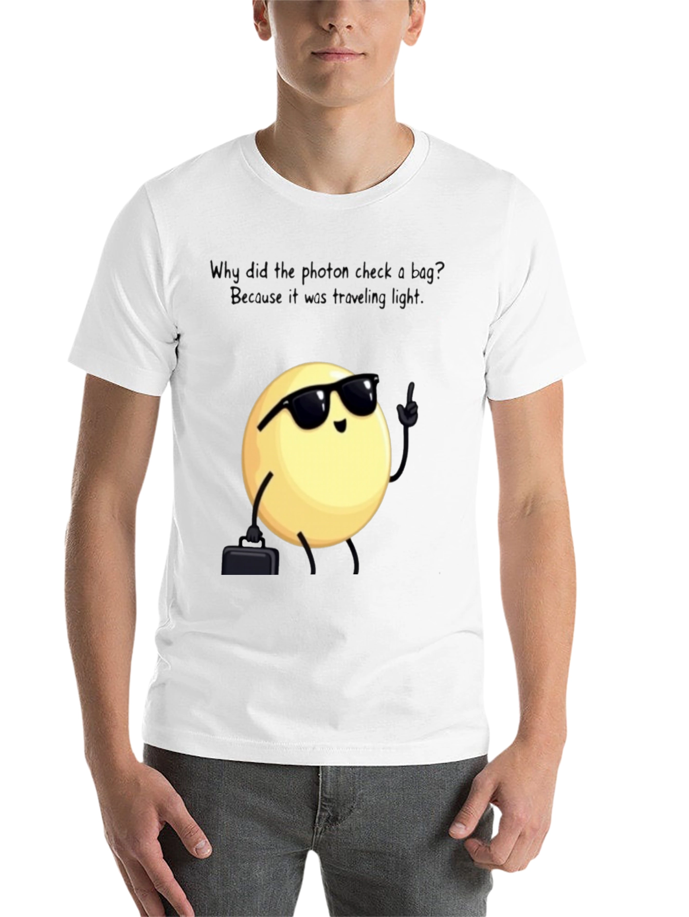 Black Funny Physics Pun T-Shirt: Traveling Light Photon view 14