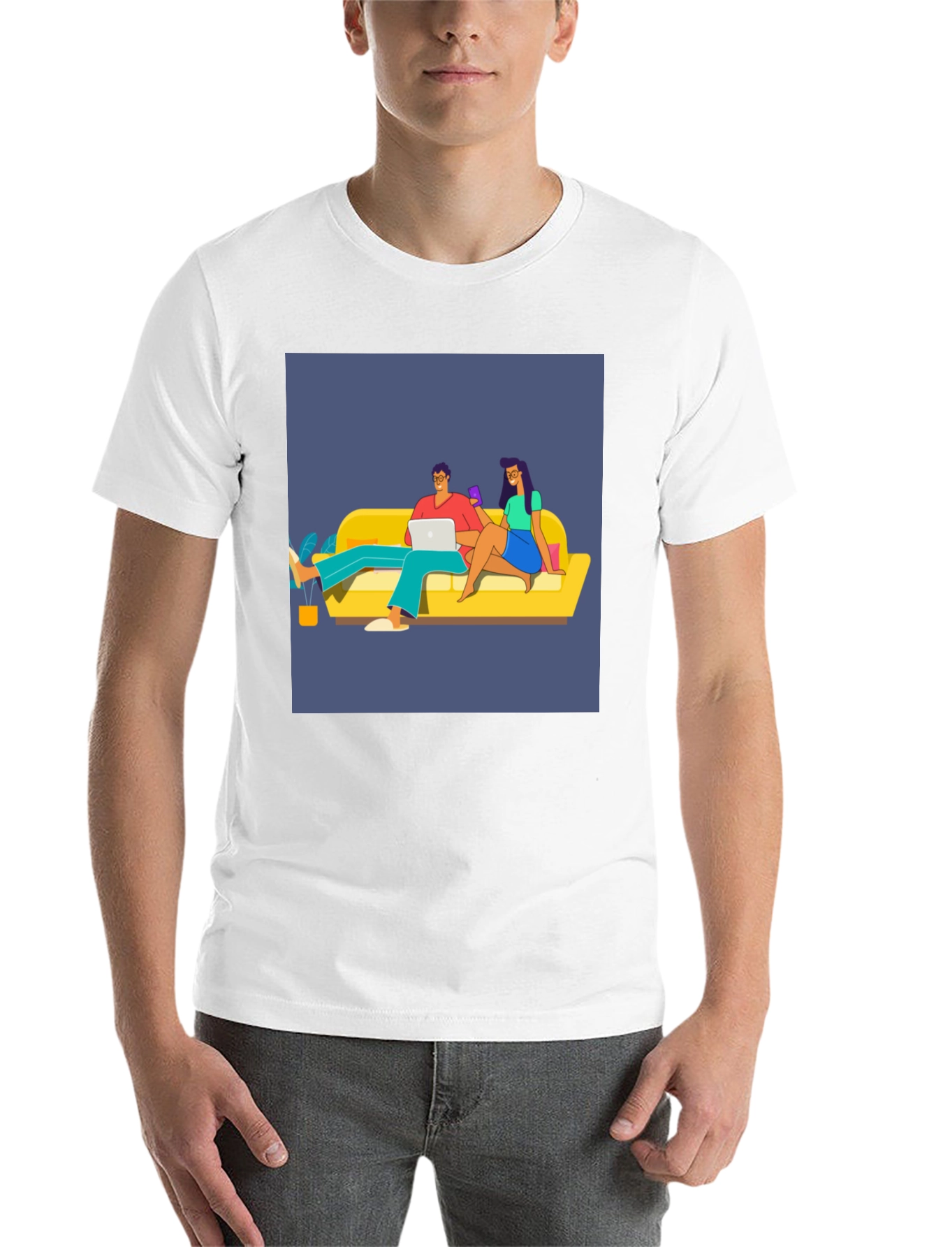 Black Relaxed Couple Graphic Tee - Trendy Casual Wear view 14