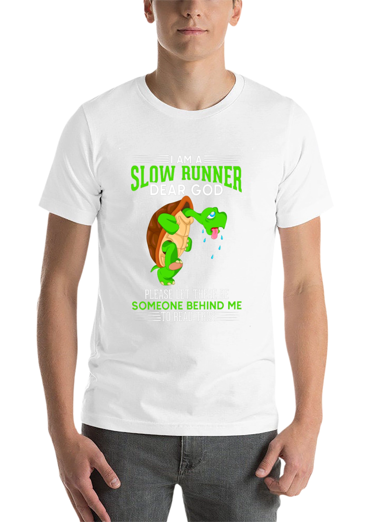 Black I am a Slow Runner T-Shirt - Funny Turtle Design view 14