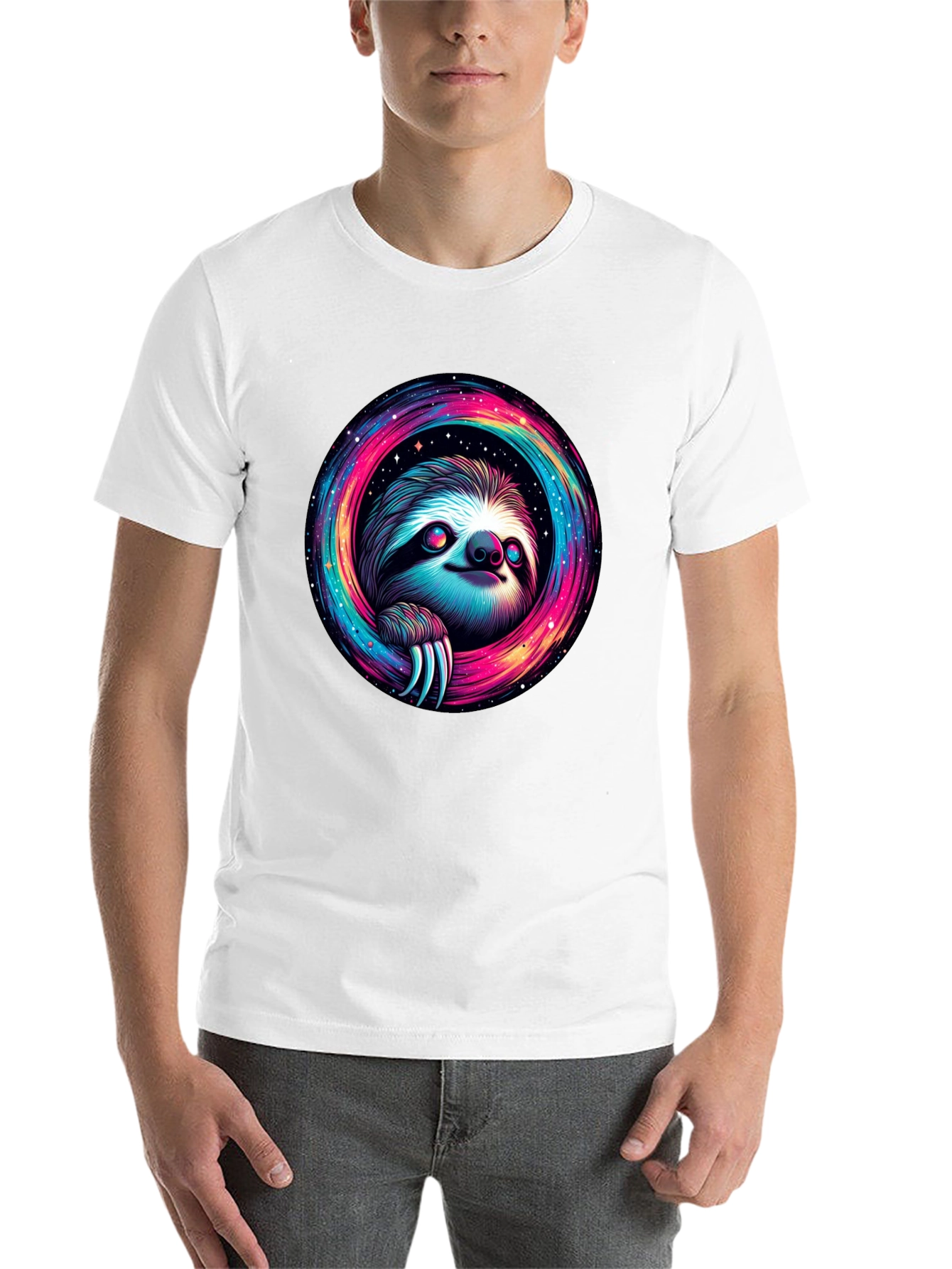 Black Cosmic Sloth Graphic Tee - Unisex Black T-Shirt view 14