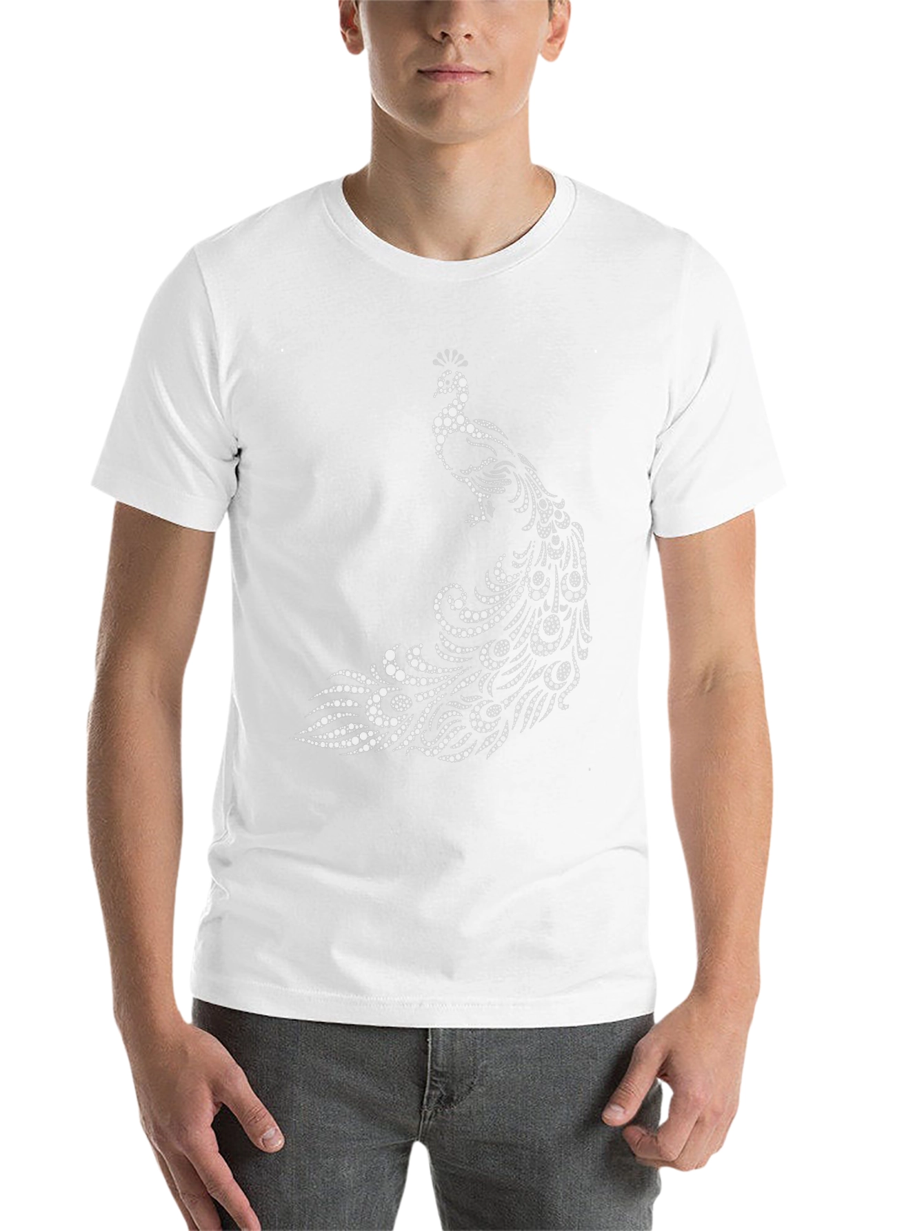Black Peacock Graphic Tee - Stylish Black Cotton T-Shirt view 14