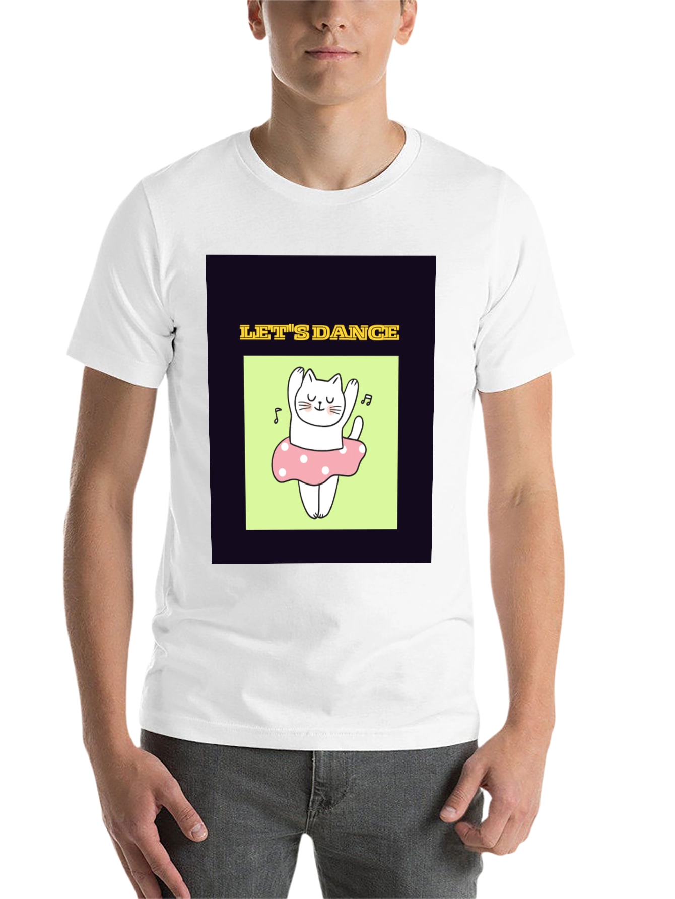 Black Dancing Cat Graphic Tee - Black Unisex T-Shirt view 14