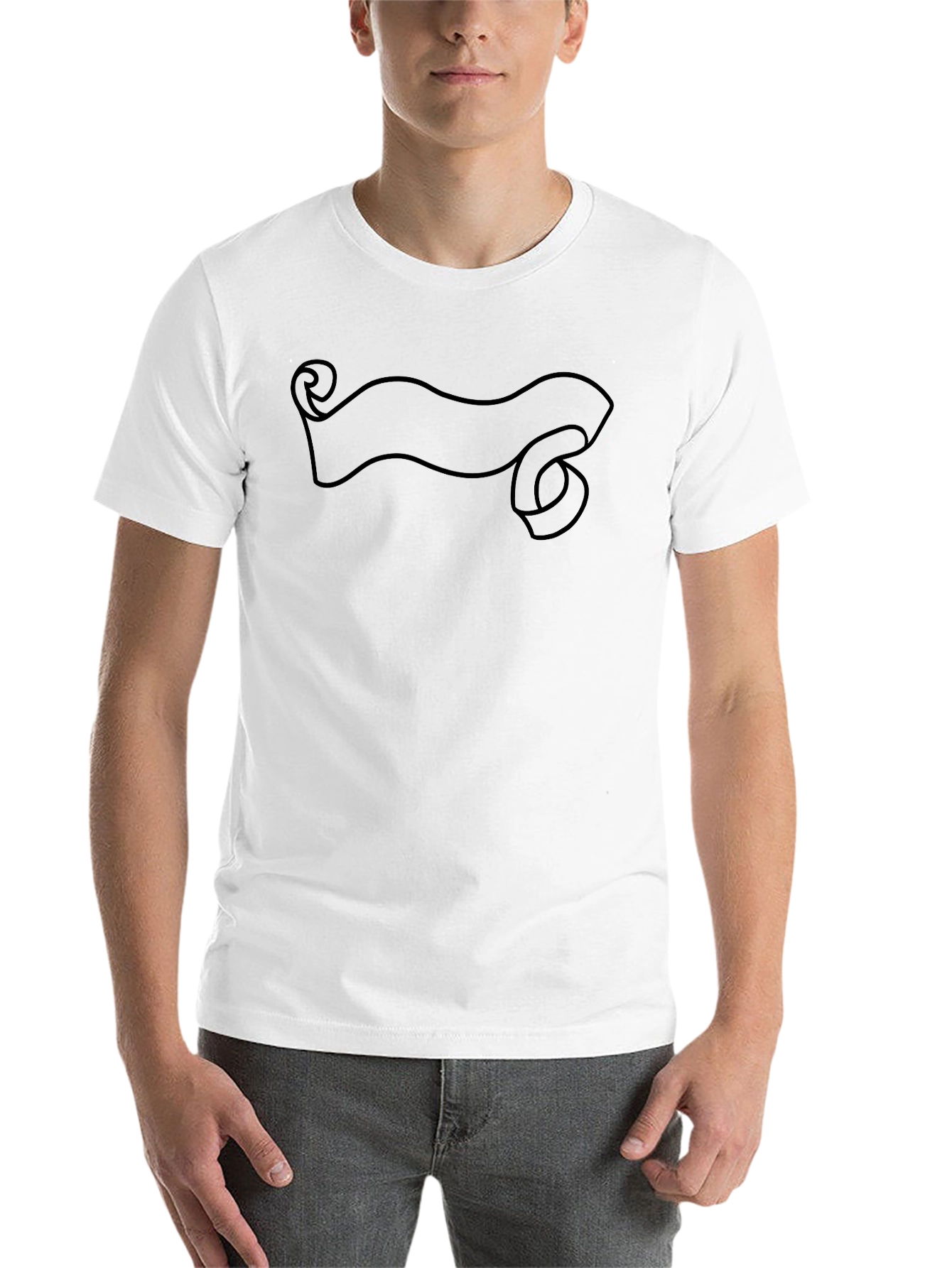 Black Men's Black Graphic Tee - Scroll Banner Design view 14