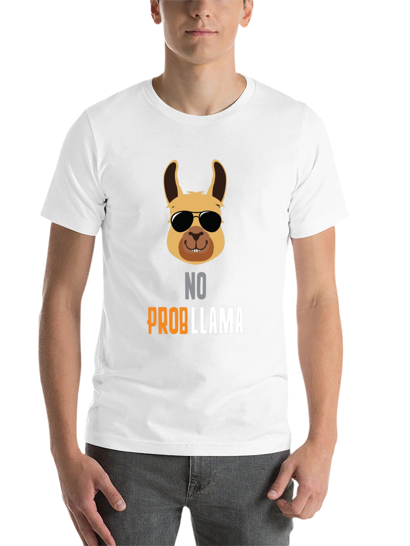 Black No Probllama T-Shirt - Cool Llama with Shades view 14