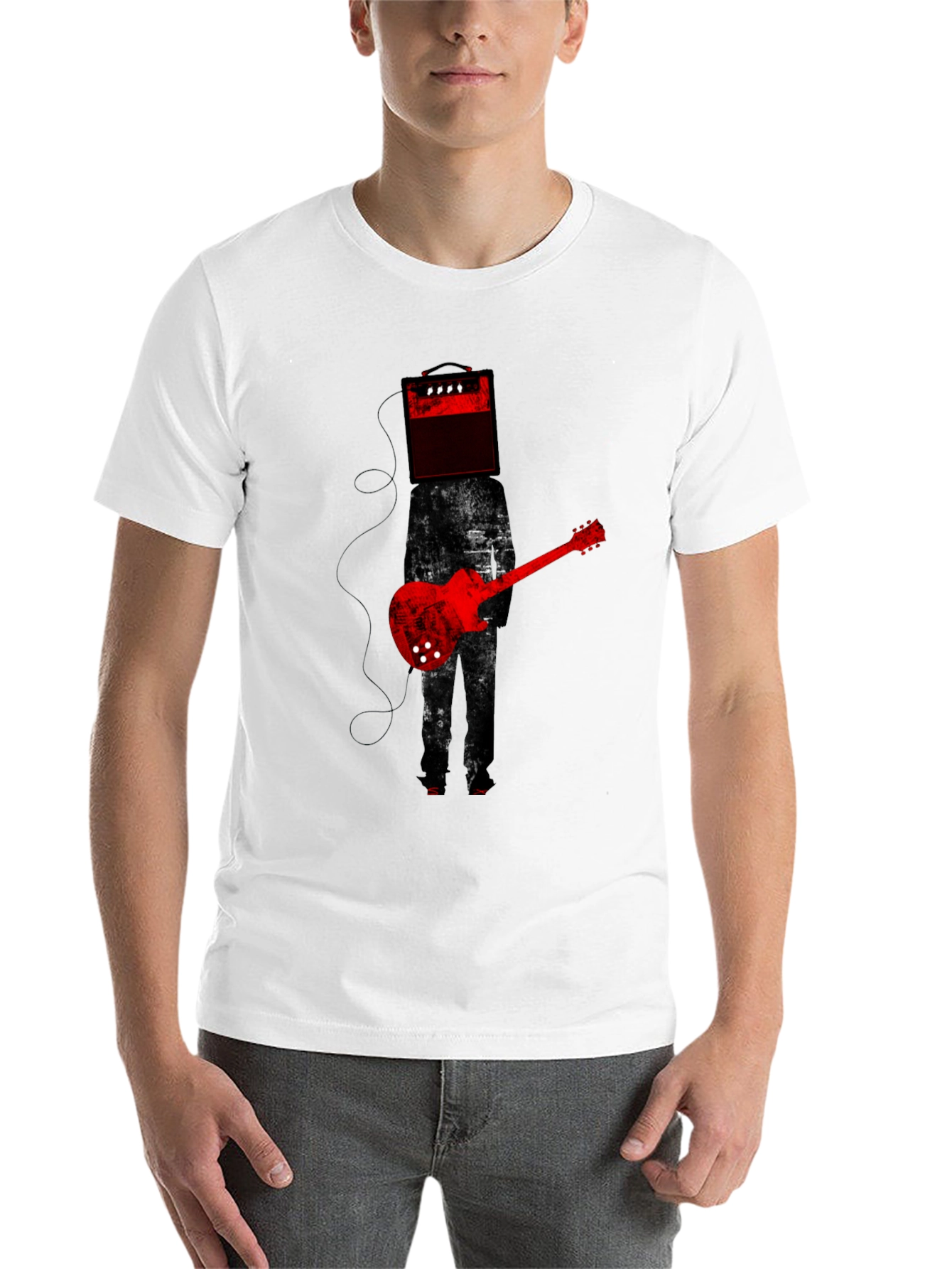 Black Amplifier Head Guitar Player Graphic Tee view 14