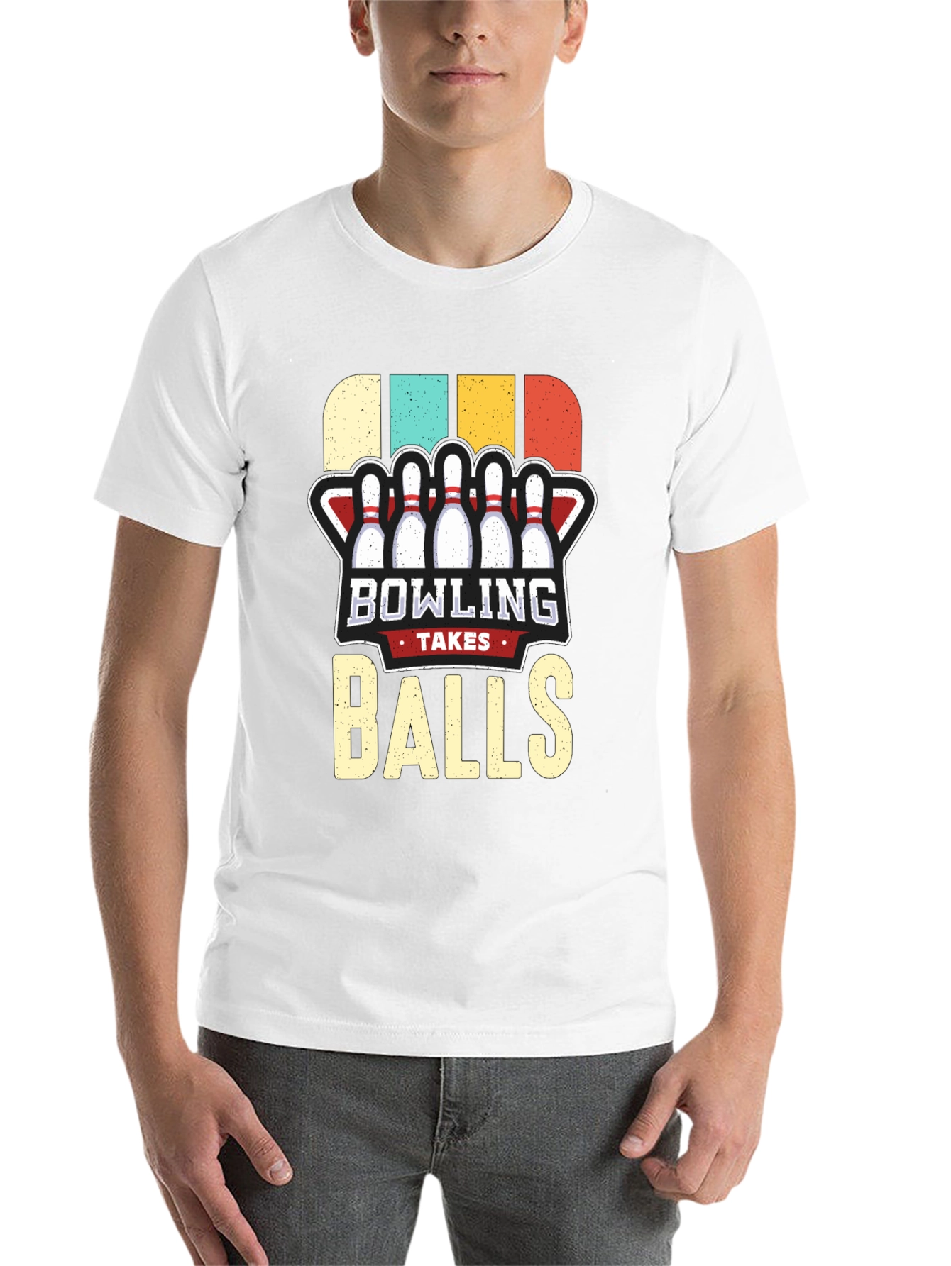 Black Bowling Takes Balls Graphic T-Shirt view 14
