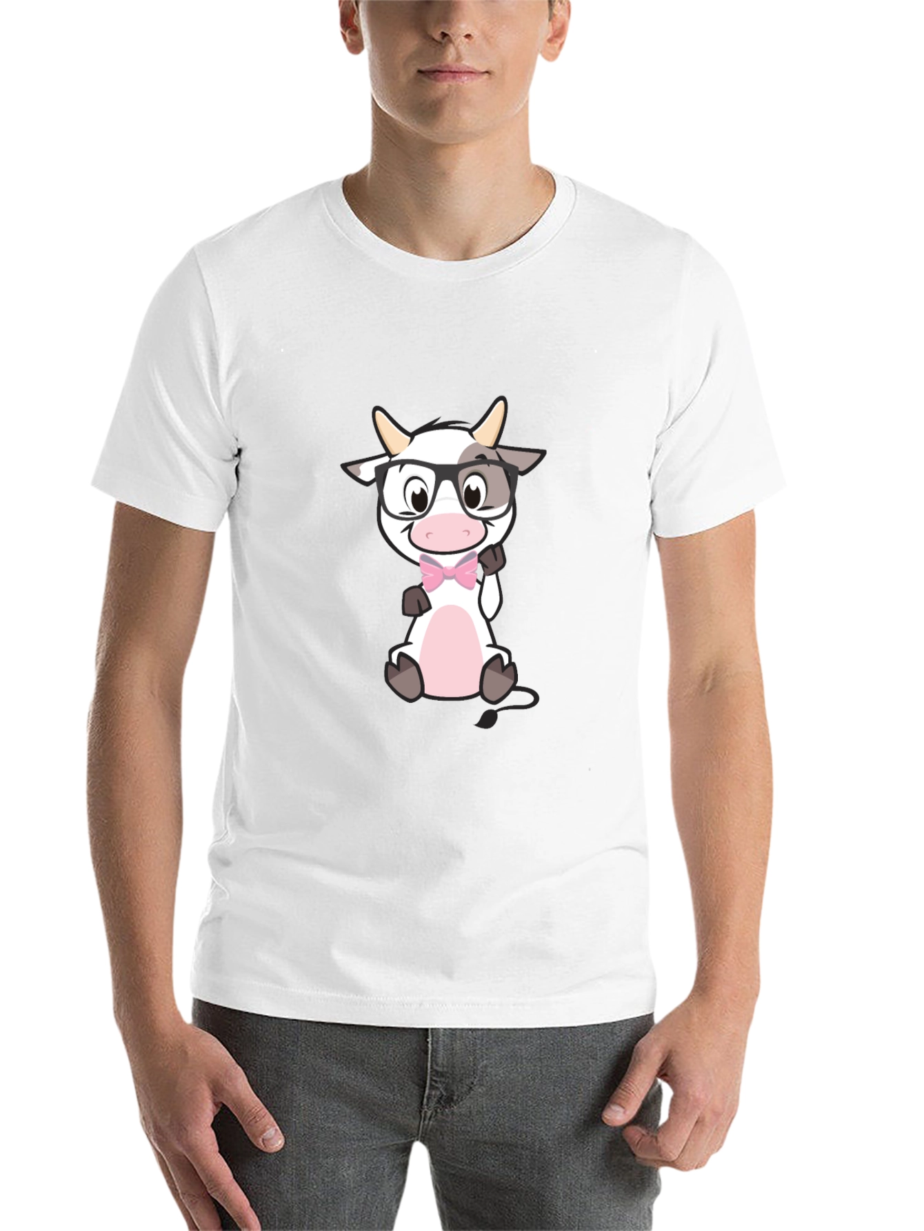 Black Funny Cow with Glasses Black T-Shirt view 14