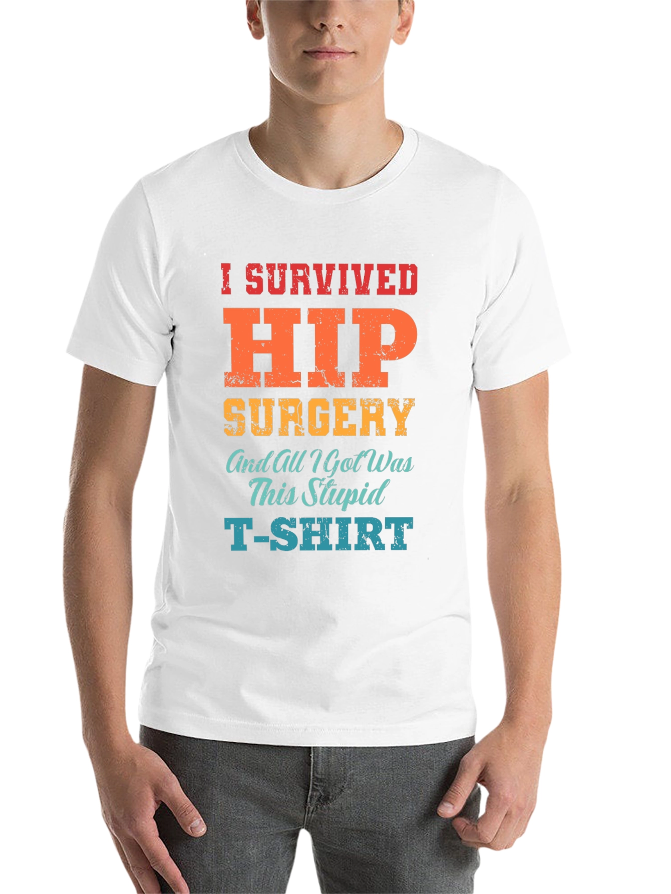 Black I Survived Hip Surgery T-Shirt - Funny Recovery Tee view 14
