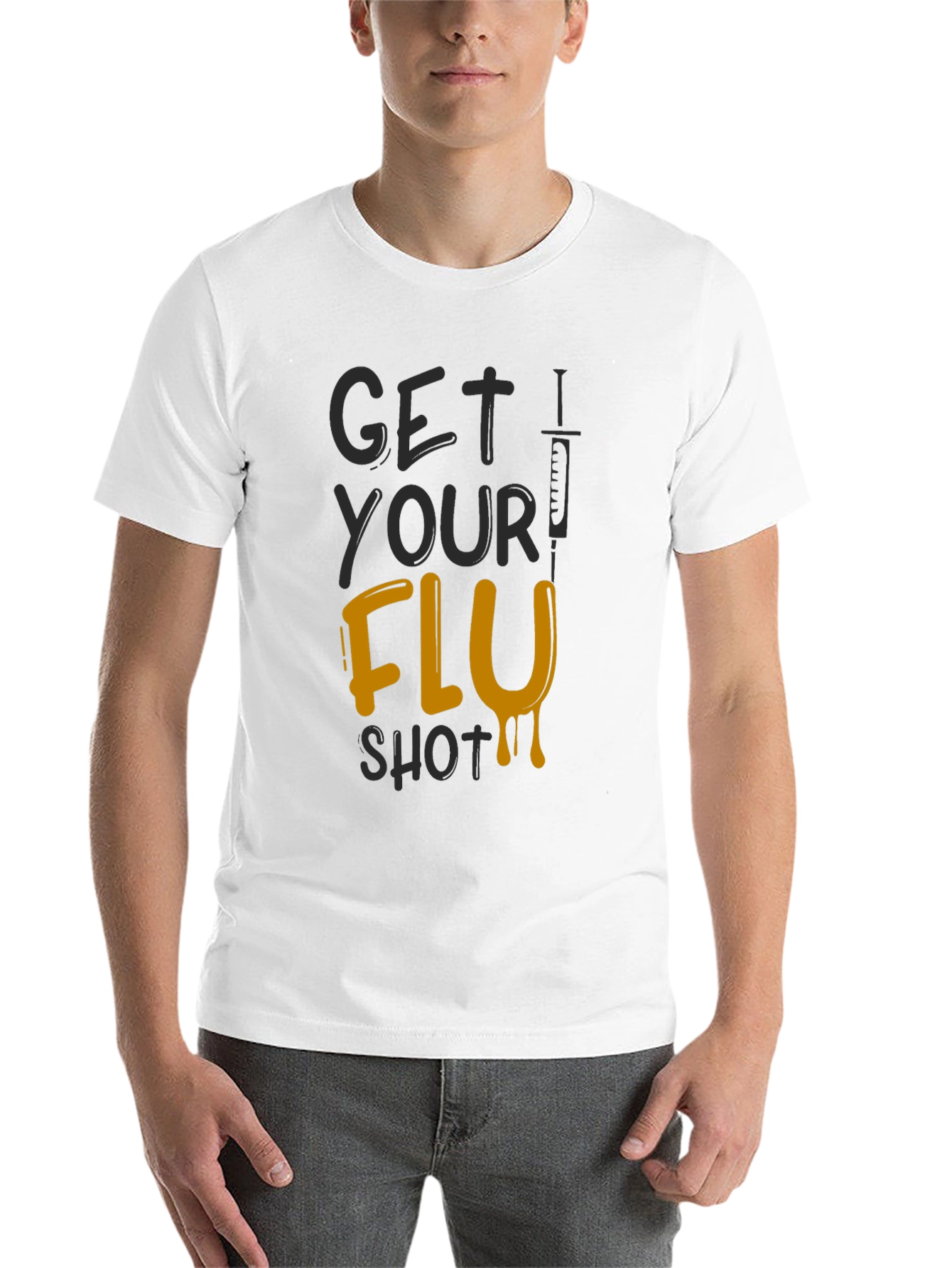 Black Get Your Flu Shot T-Shirt - Black Novelty Tee view 14