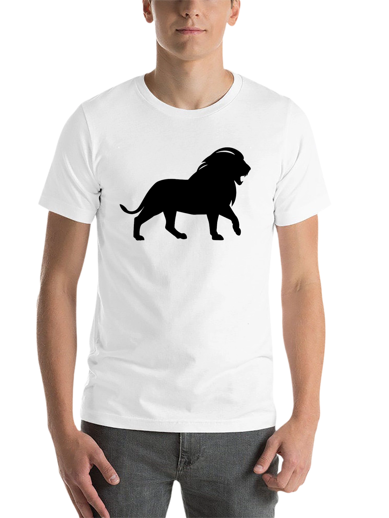Black Lion Silhouette Black T-Shirt view 14