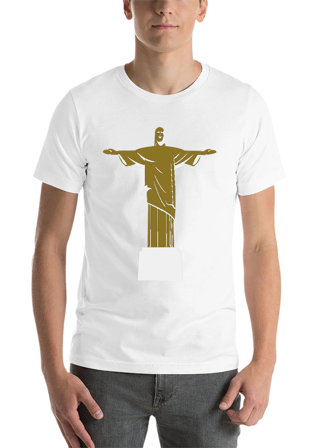Black Christ the Redeemer Graphic Tee - Black Cotton Blend view 14