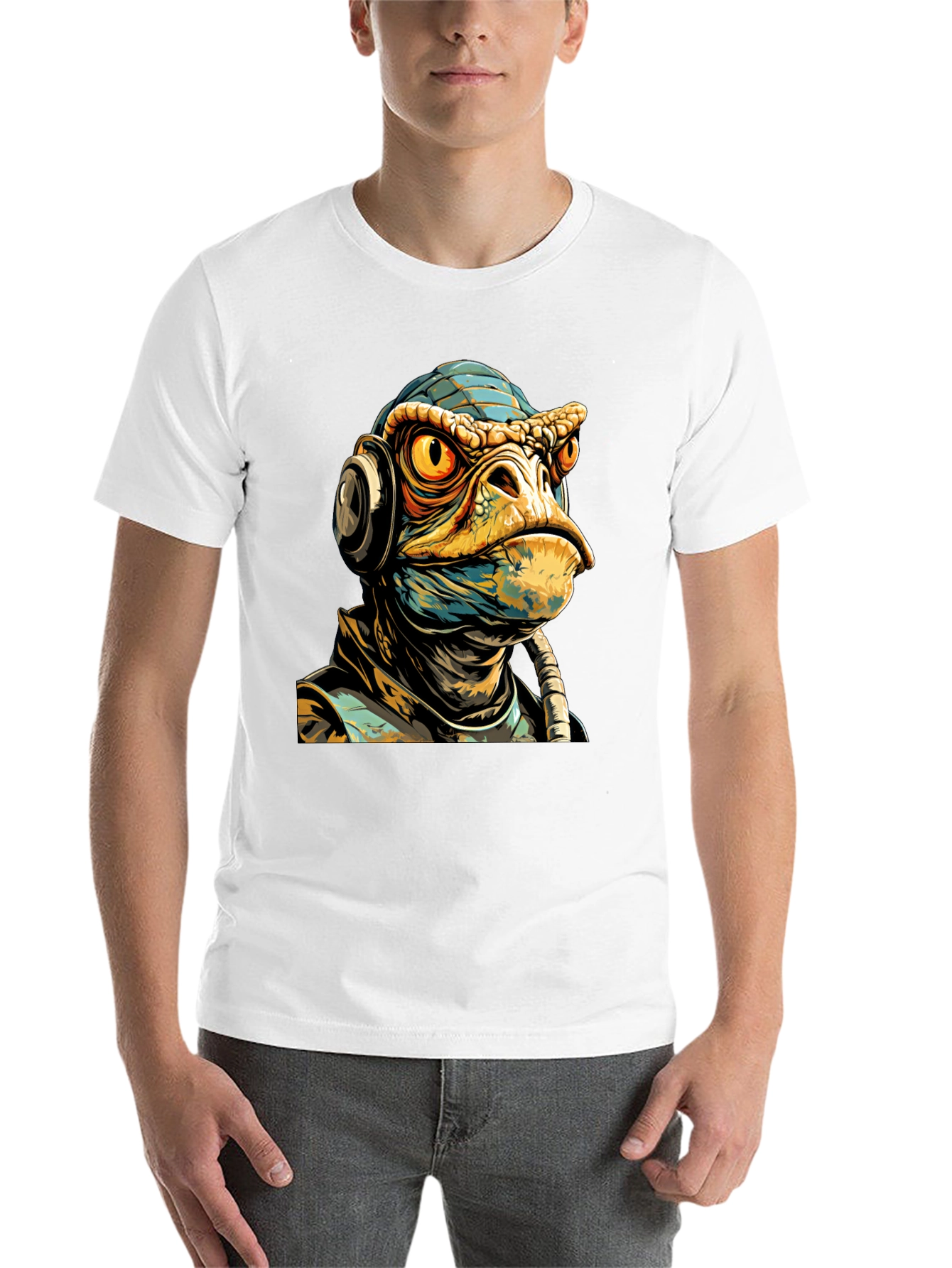 Black Sci-Fi Lizard Man Graphic Tee view 14