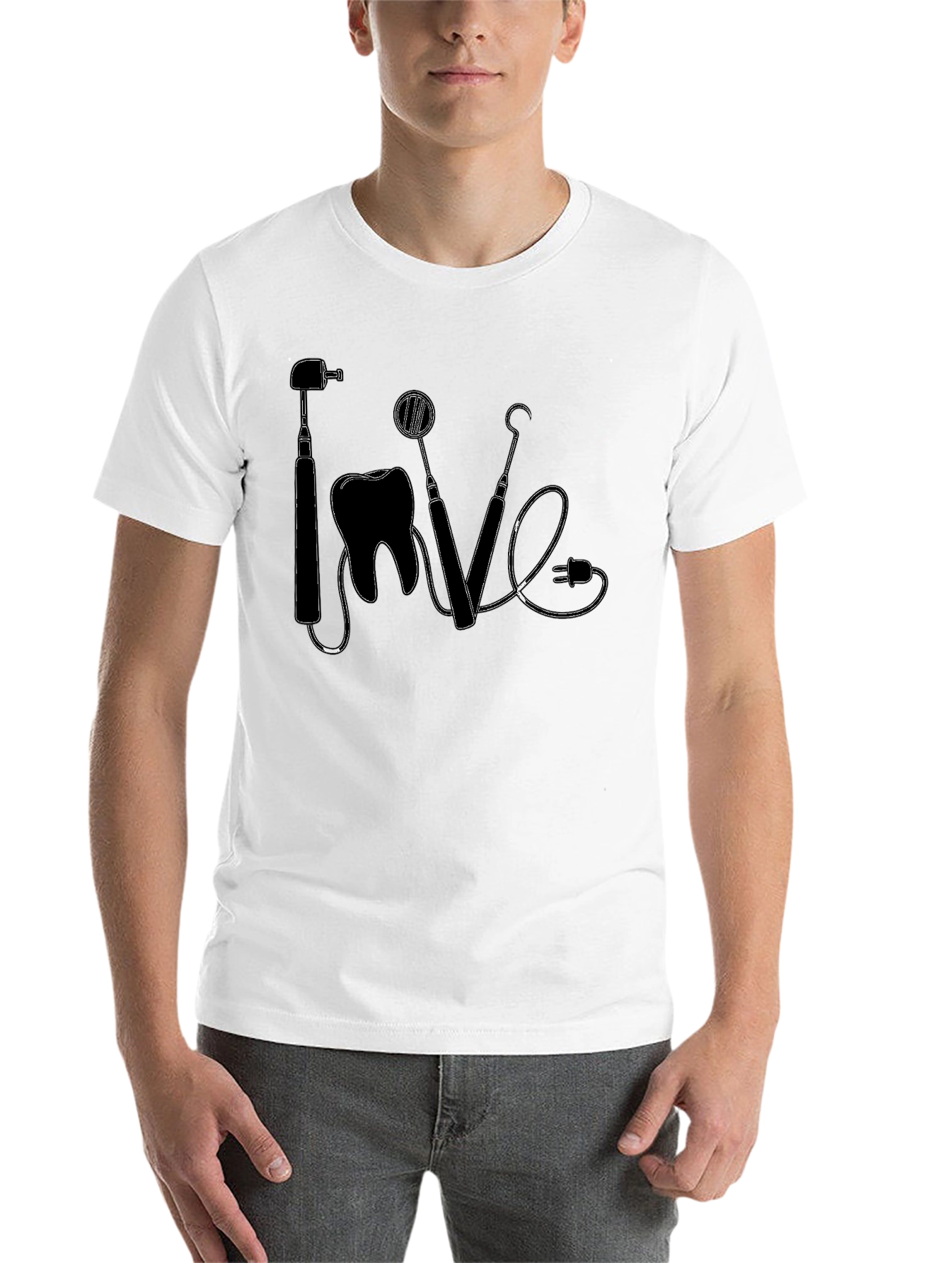 Black Dentist Love Graphic Tee - Black Cotton T-Shirt view 14