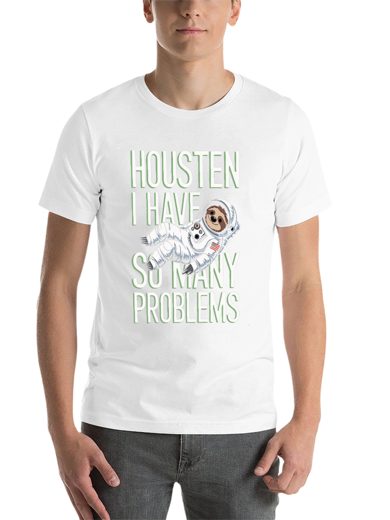 Black Houston Sloth Astronaut Graphic T-Shirt view 14