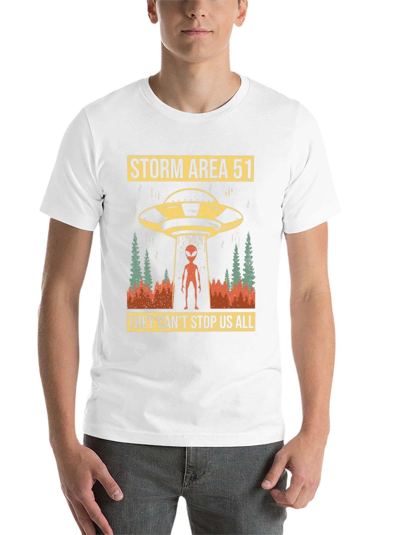 Black Storm Area 51 Graphic Tee Alien UFO T-Shirt view 14